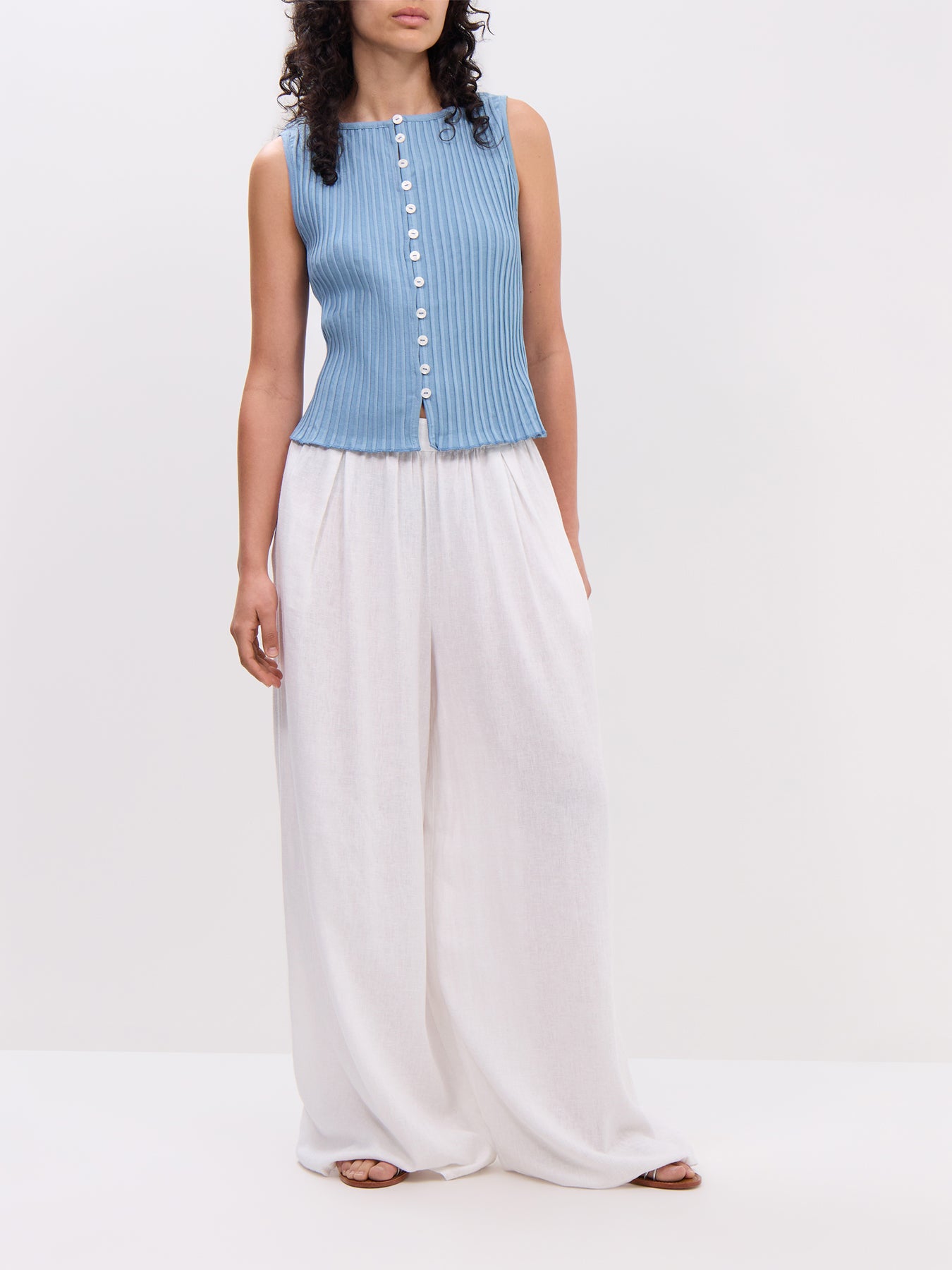 White Linen-blend Jerrow Wide Leg Trousers