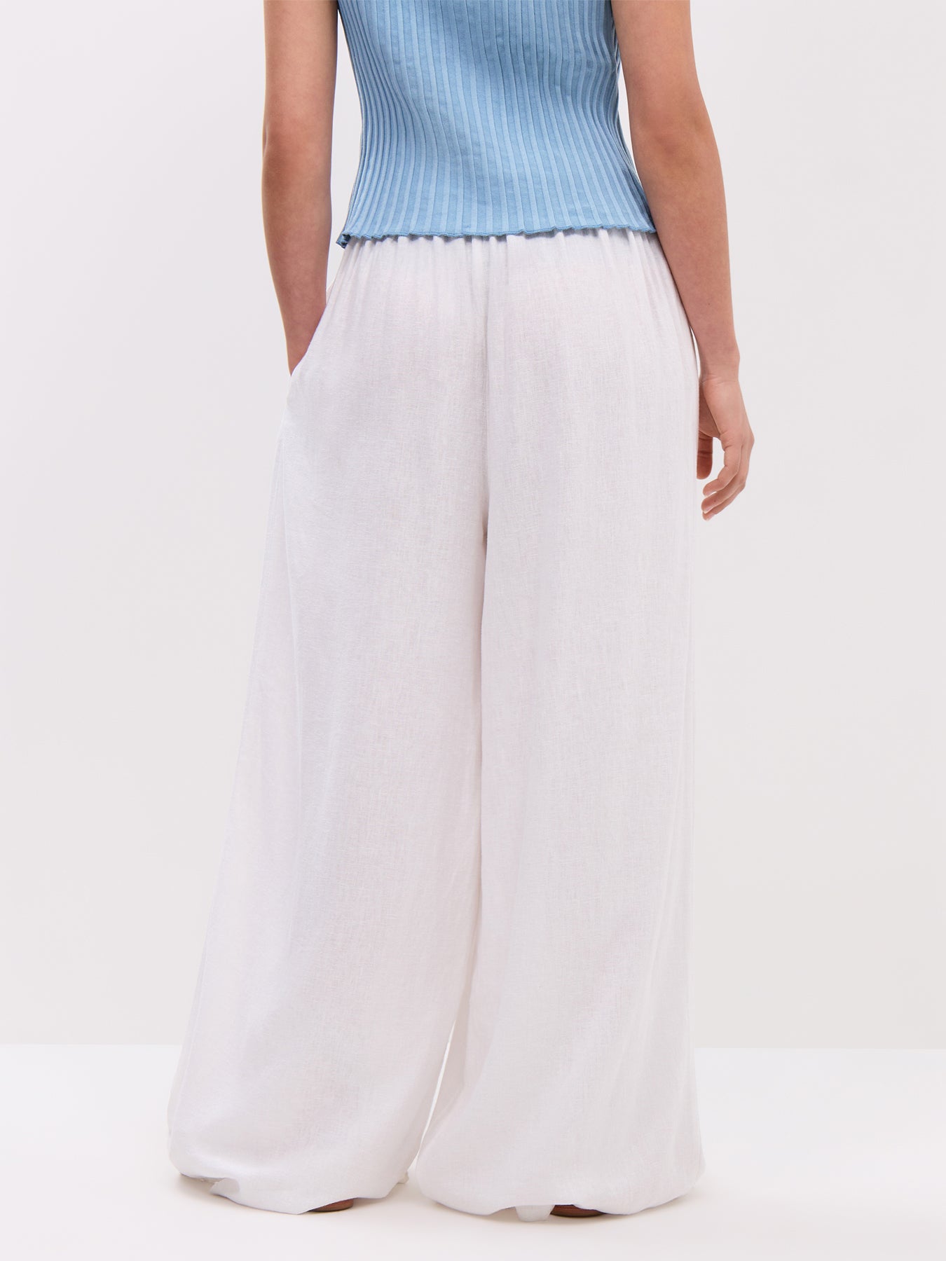White Linen-blend Jerrow Wide Leg Trousers