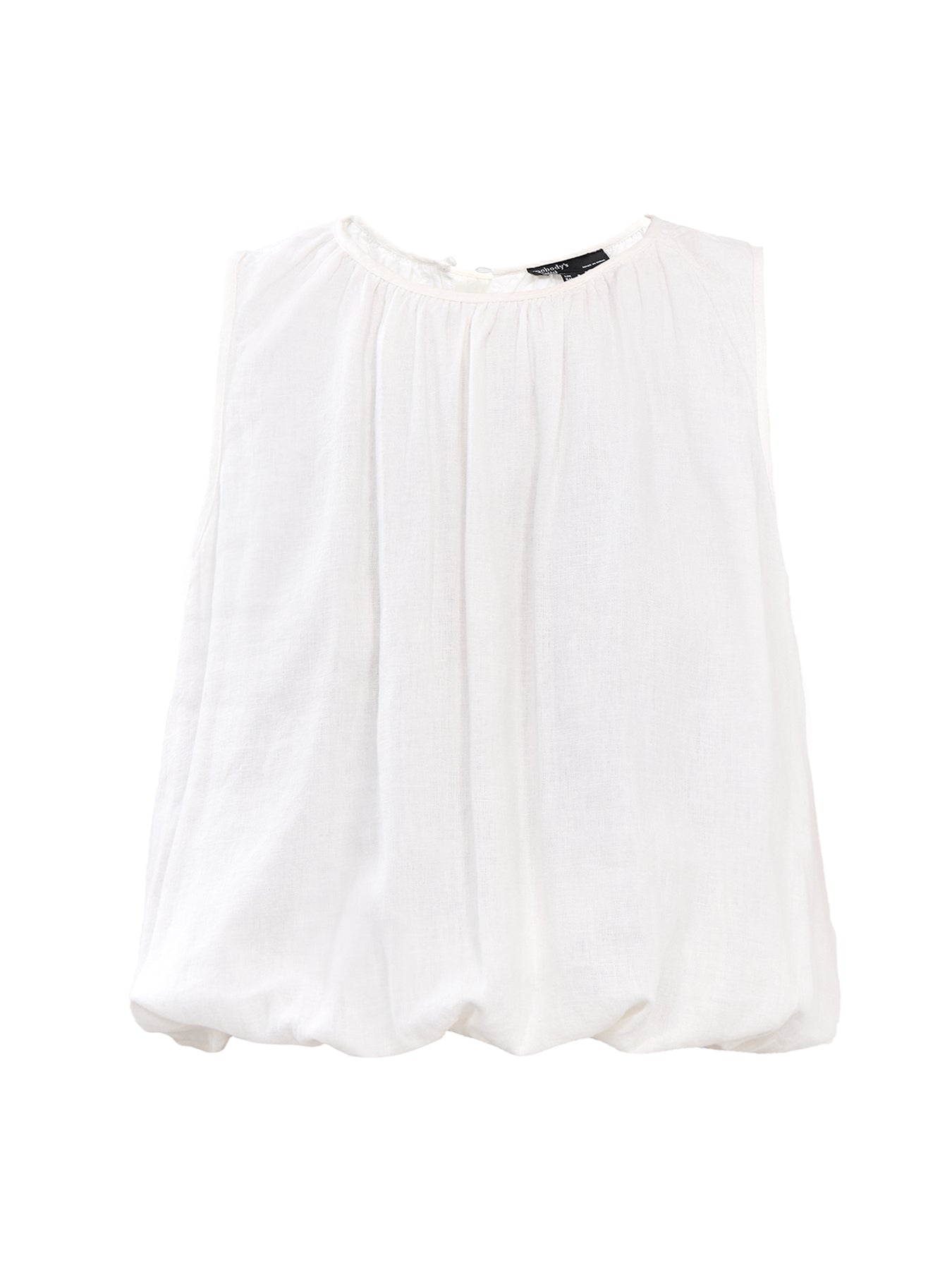 White Linen-blend Sleeveless Bubble Hem Top