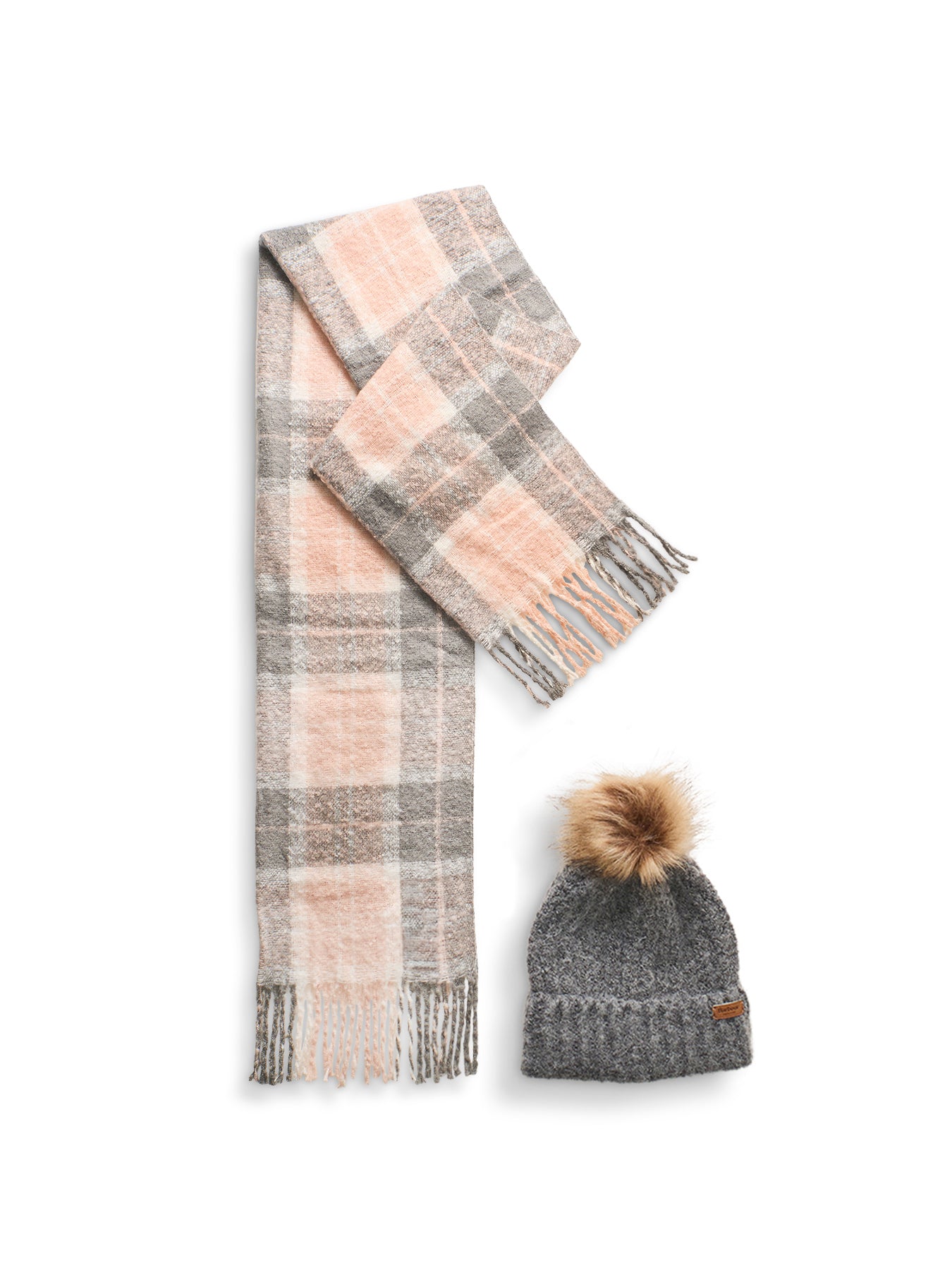 Saltburn Beanie and Scarf Set Grey Rose