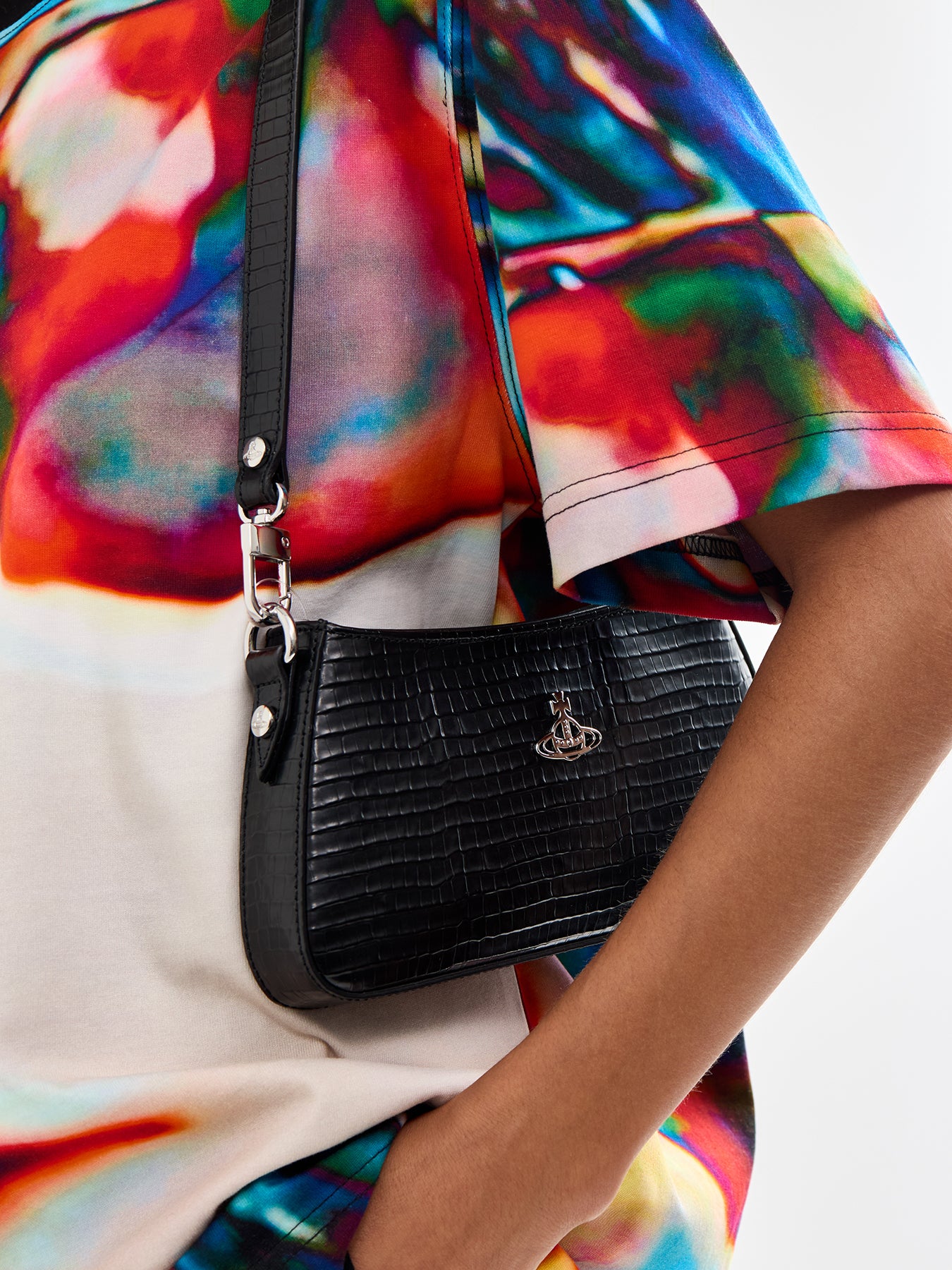 Tasha Mini Croc Embossed Shoulder Phone Bag