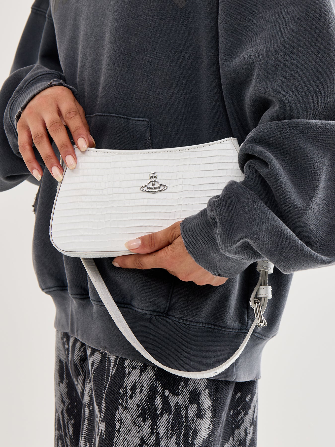 Tasha Mini Croc Embossed Shoulder Phone Bag