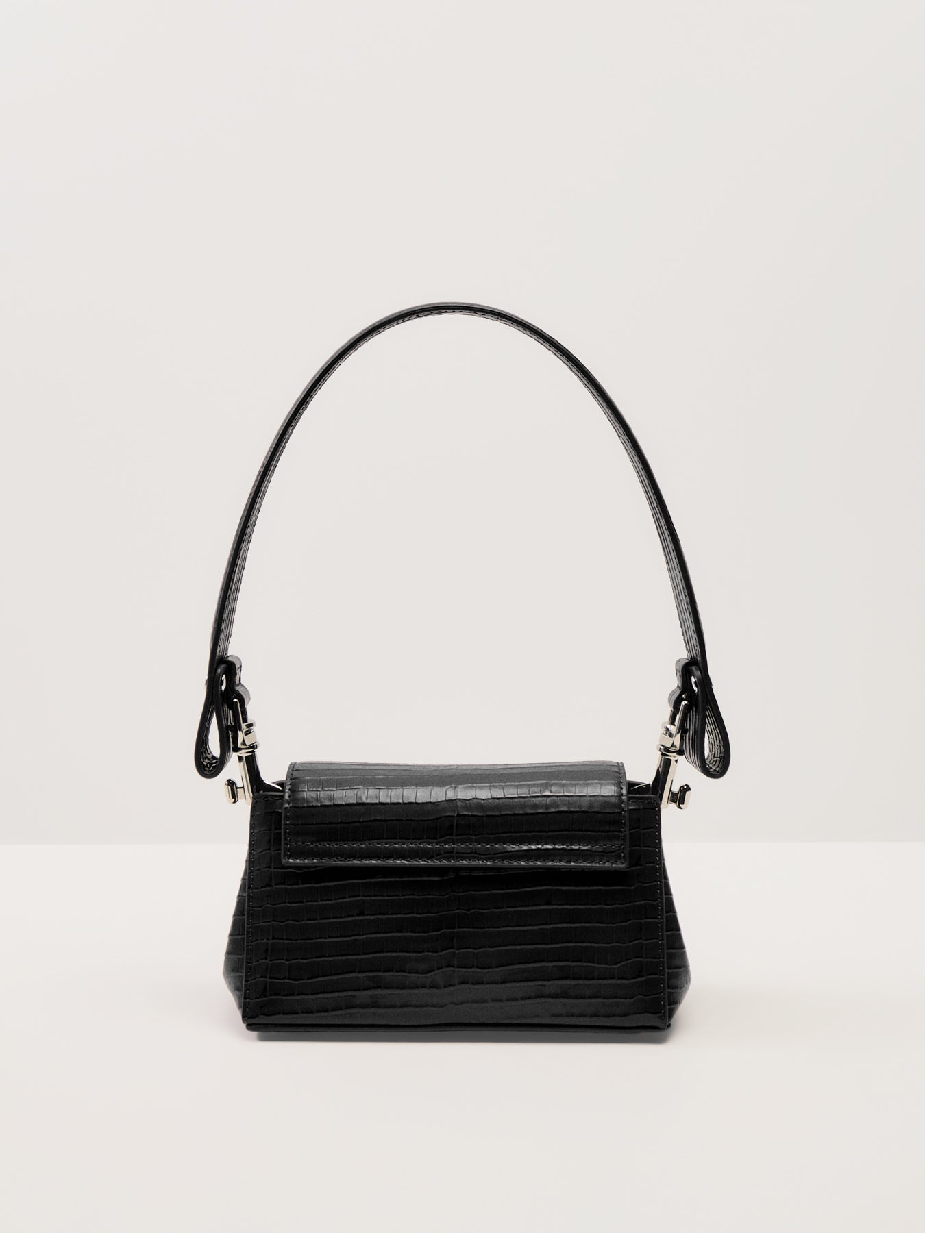 Hazel Mini Croc Embossed Medium Handbag Black