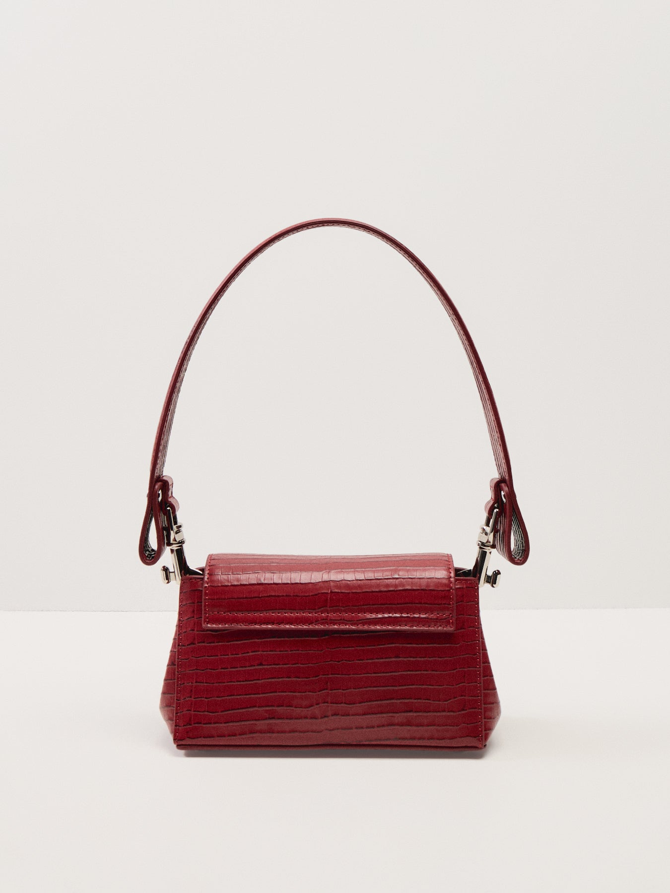 Hazel Mini Croc Embossed Small Handbag Red