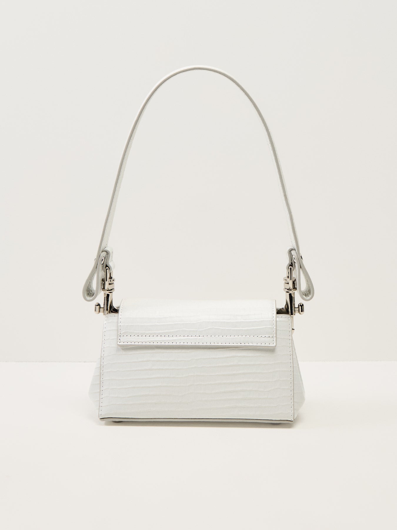 Hazel Mini Croc Embossed Small Handbag White Leather