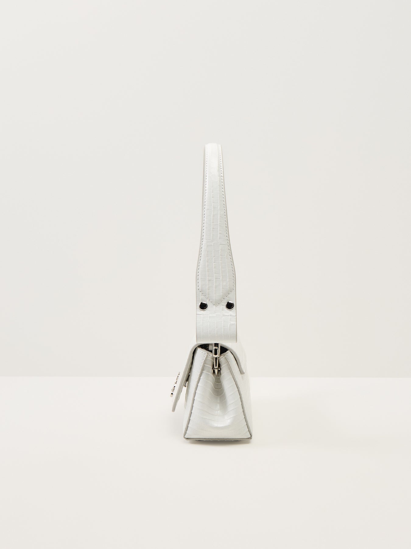 Hazel Mini Croc Embossed Small Handbag White Leather