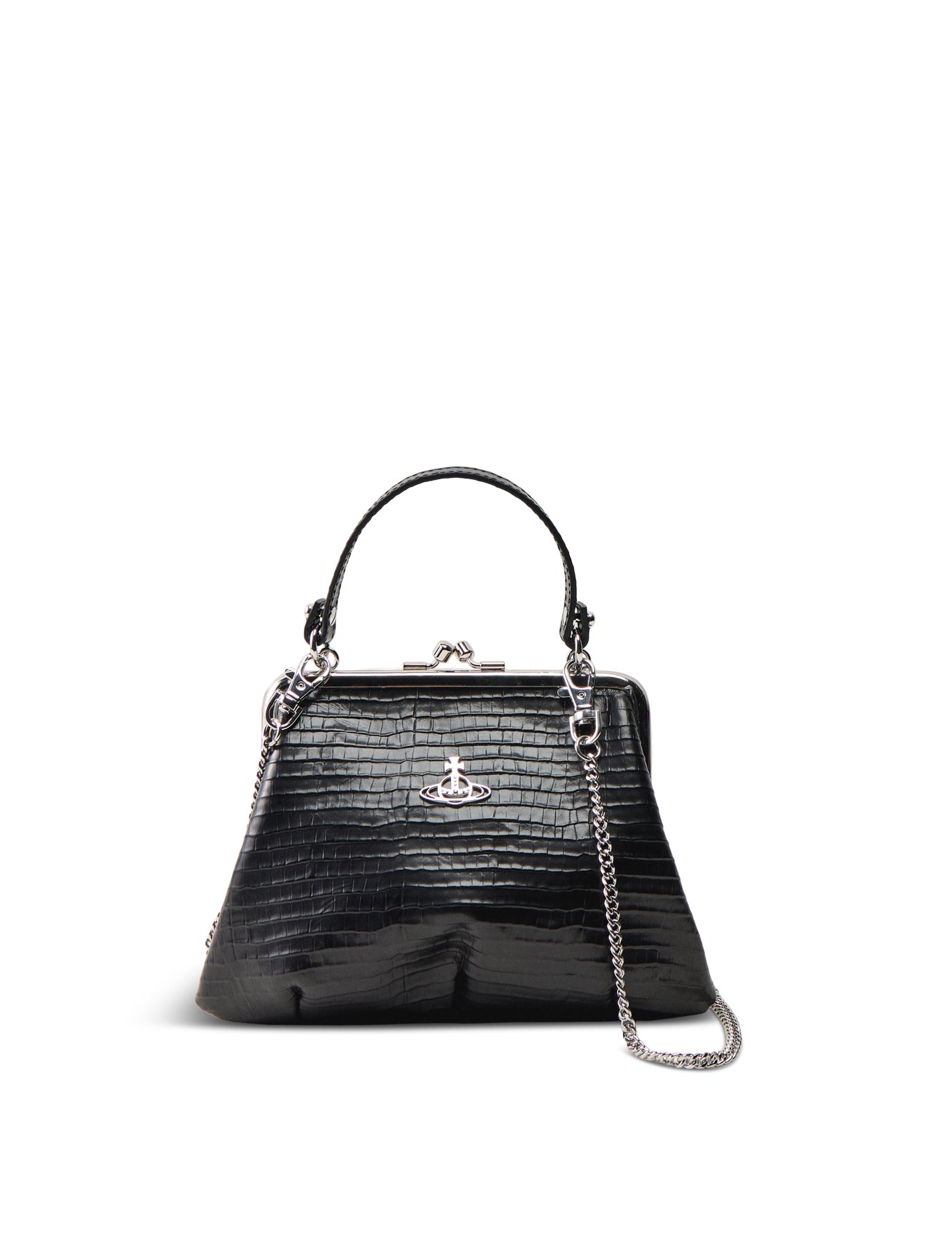 Granny Purse Mini Croc Embossed Black