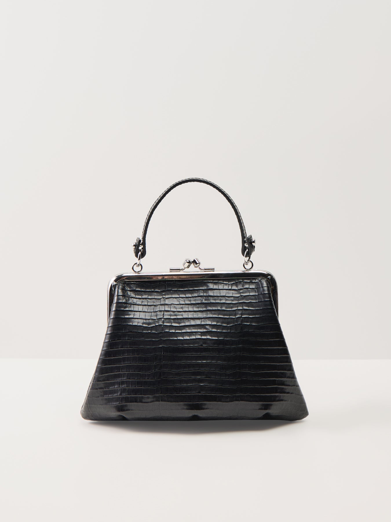 Granny Purse Mini Croc Embossed Black