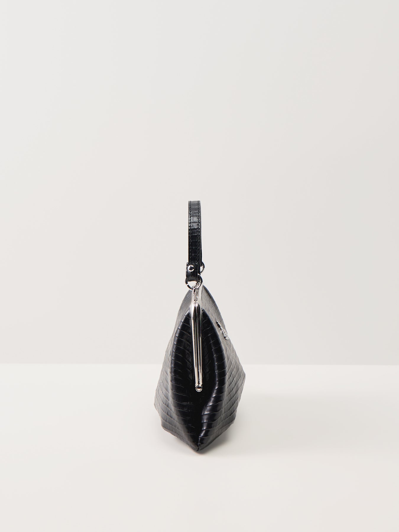 Granny Purse Mini Croc Embossed Black