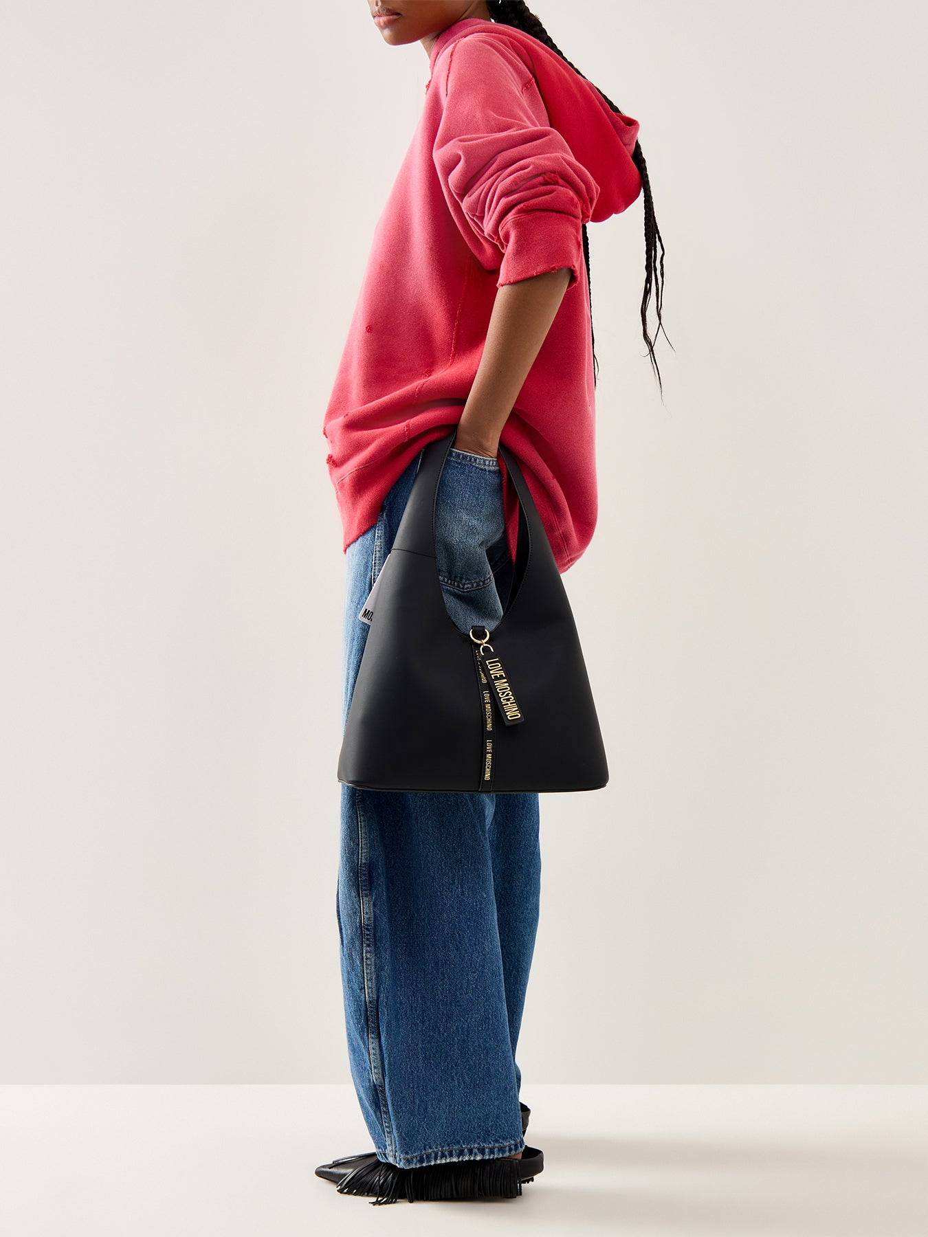 Zipped Hobo Bag Black