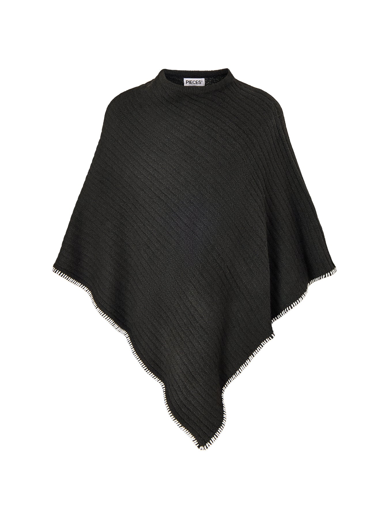 Jara Wool Blend Poncho Black