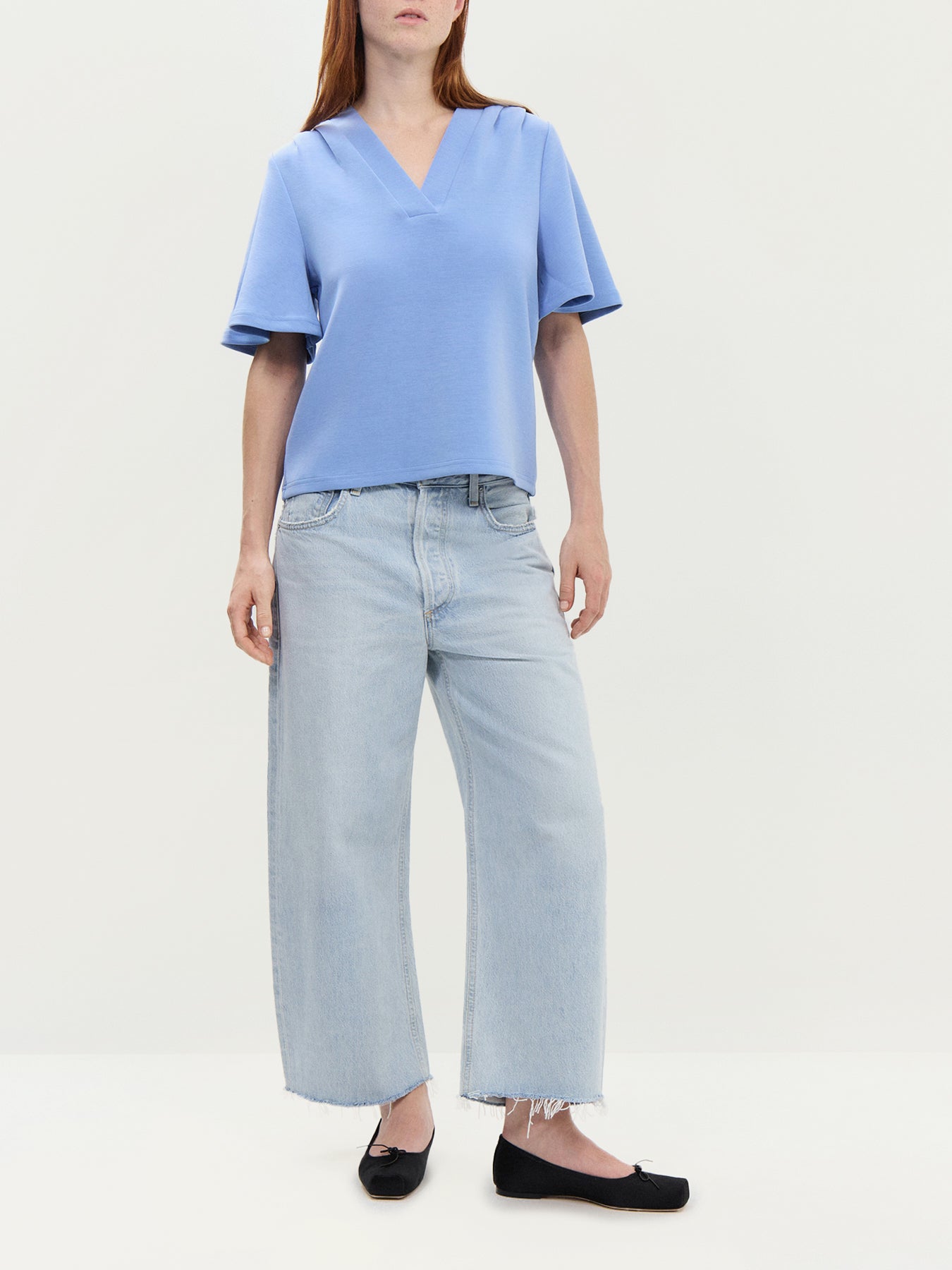 V-neck Cornflower Blue Top