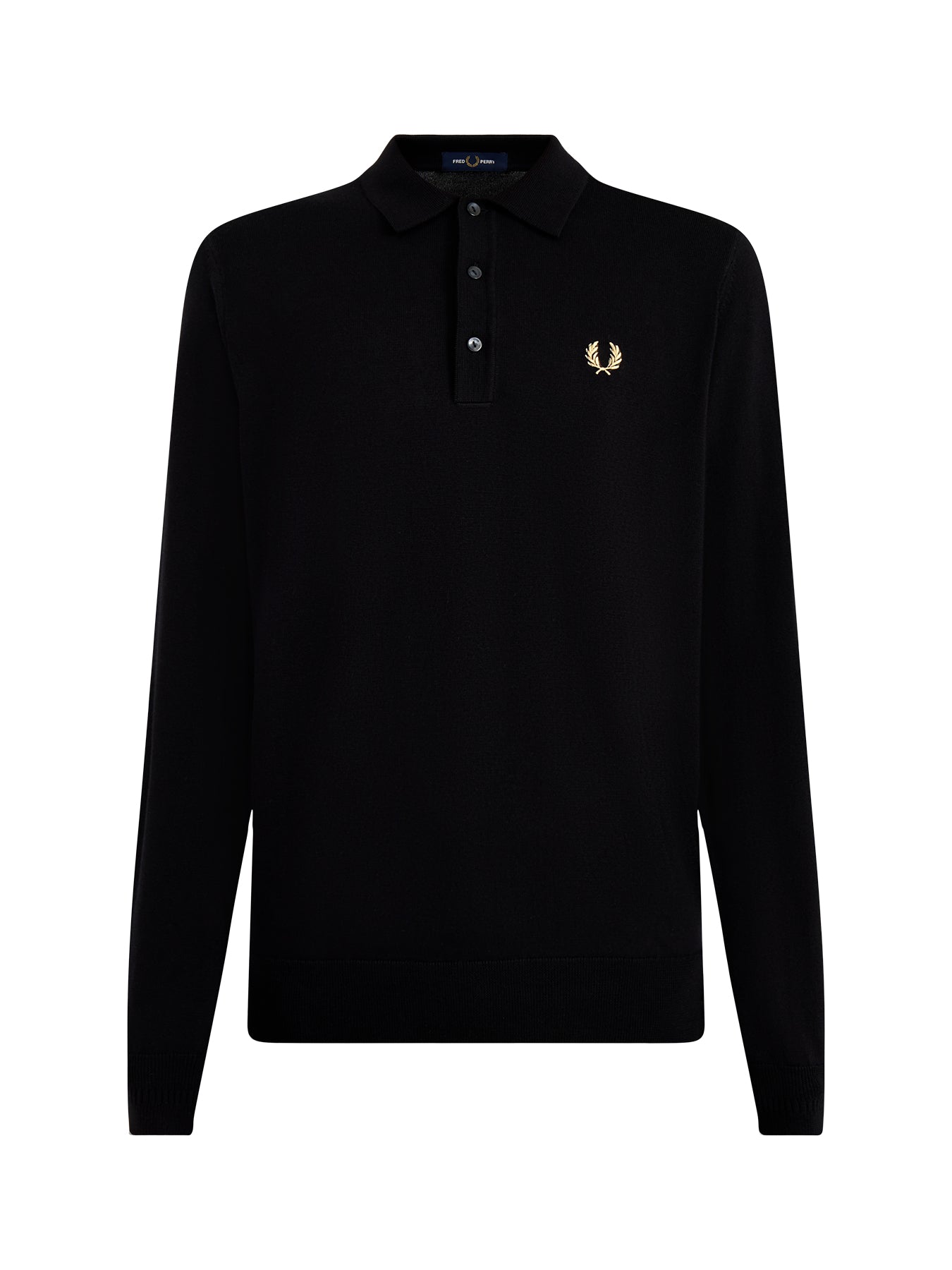 Classic Knitted Long Sleeves Polo Black