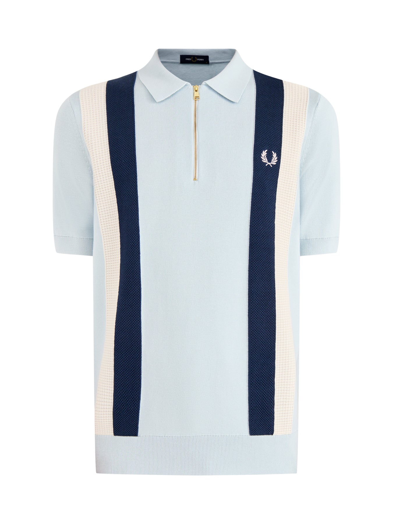 Multi Texture Knitted Zip Polo Mix