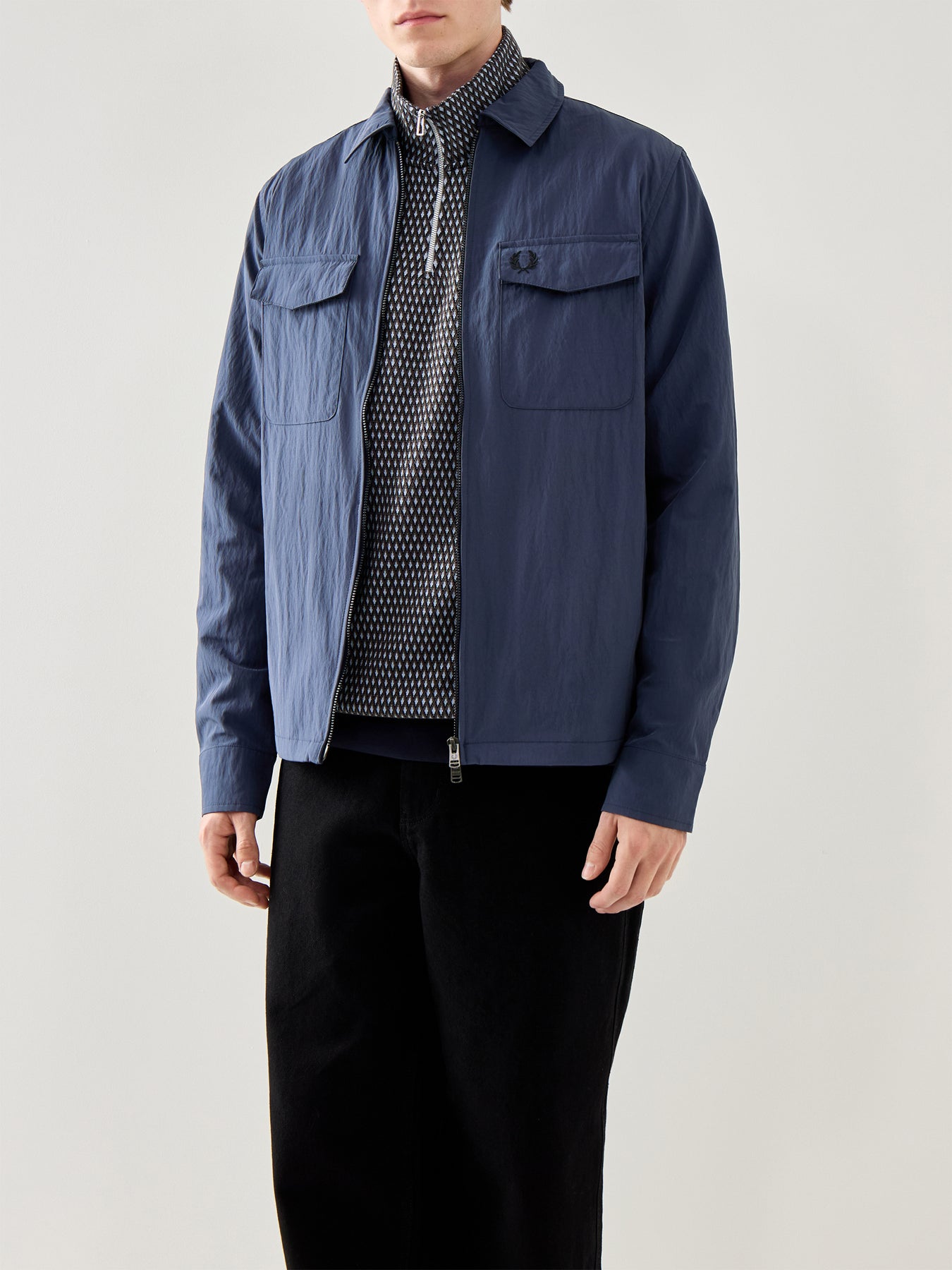 Zip Through Long Sleeves Overshirt Black