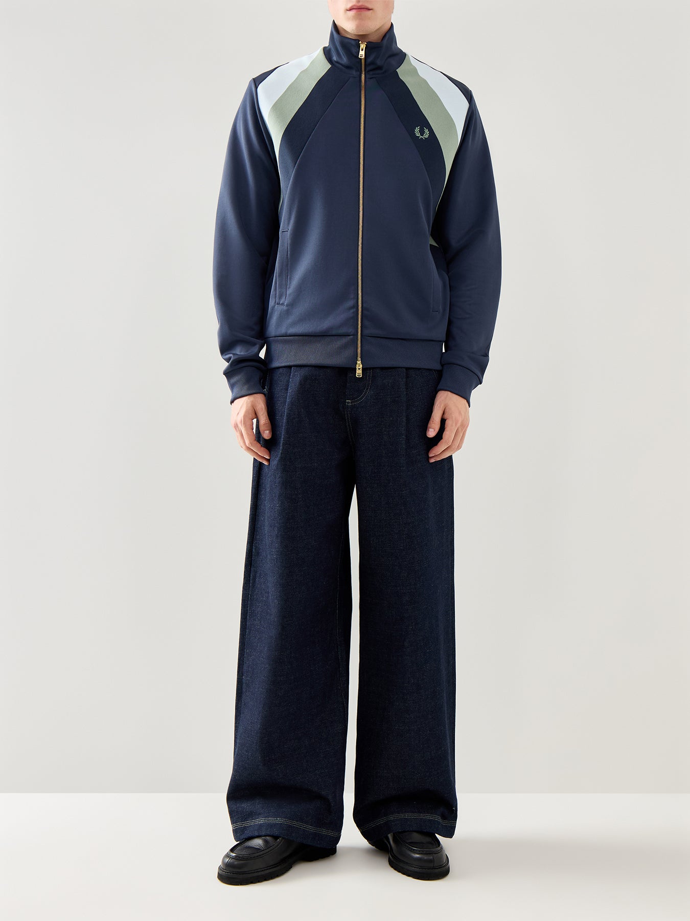 Striped Panel Track Jacket Blue