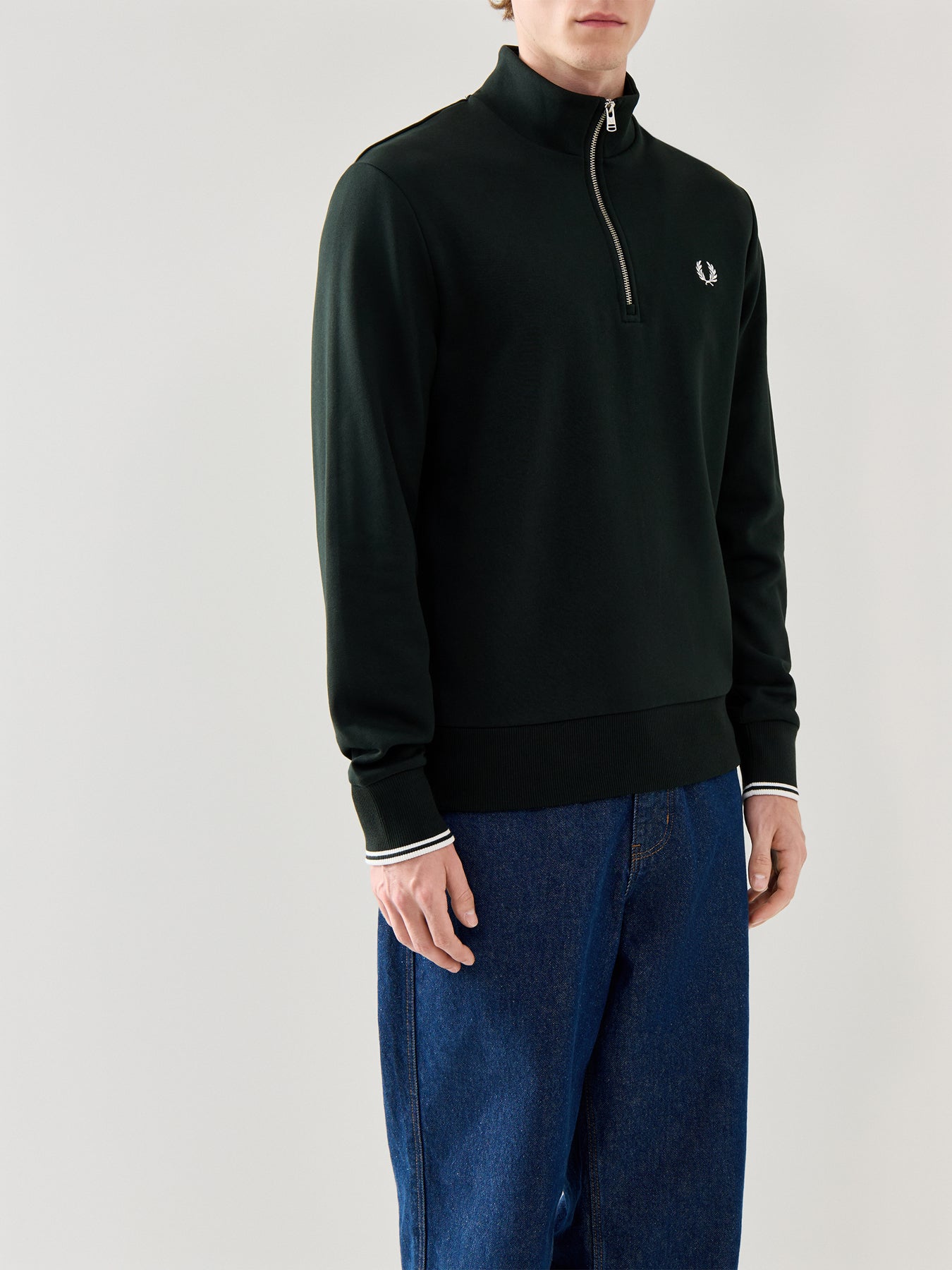 Half Zip Cotton Sweatshirt Black