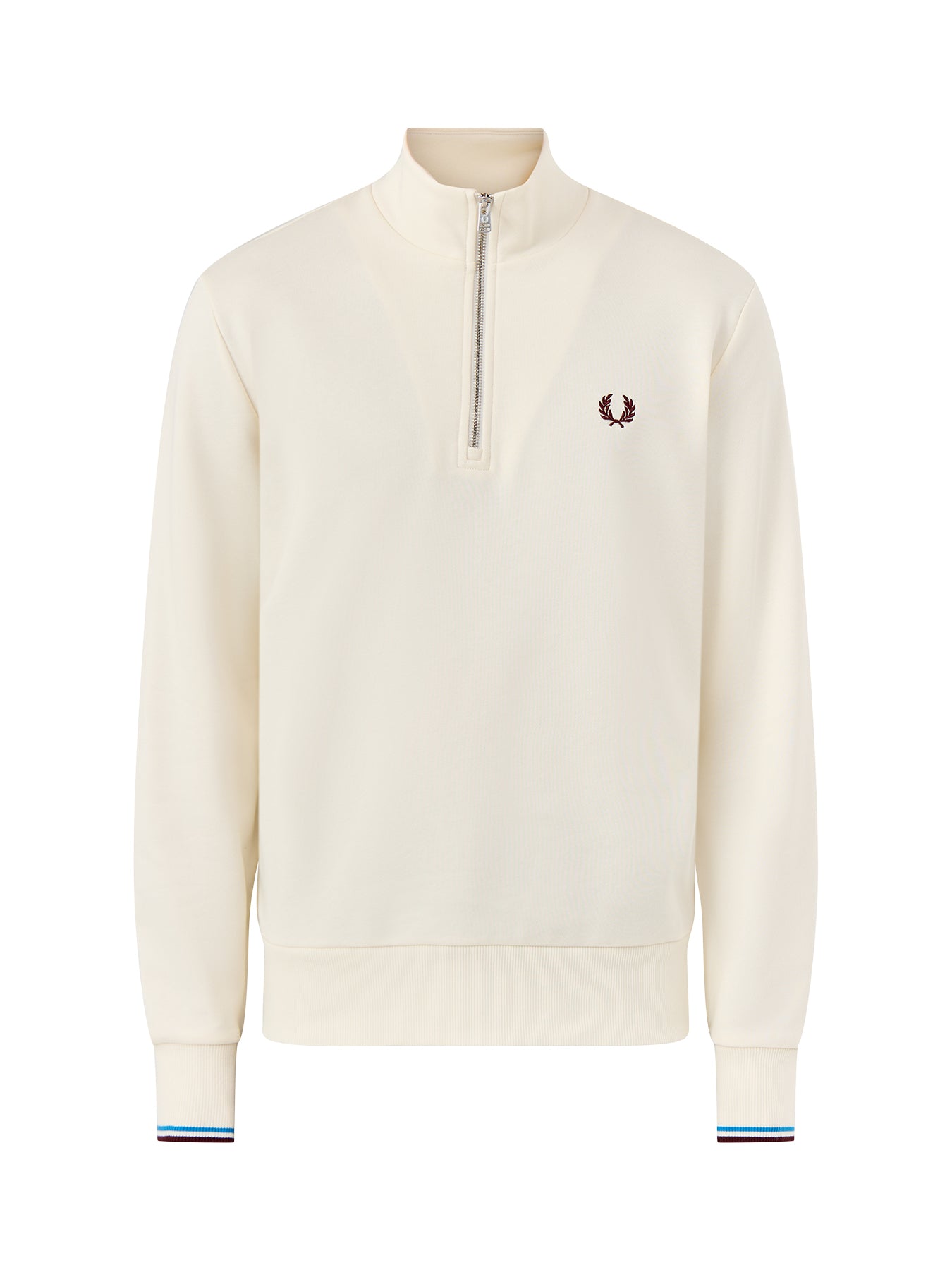 Half Zip Long Sleeves Sweatshirt White
