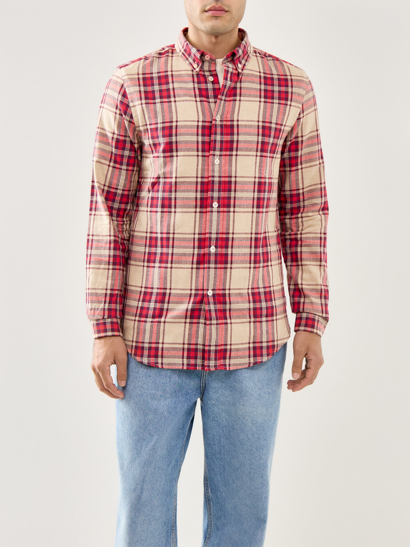 Flannel Check Shirt Tan