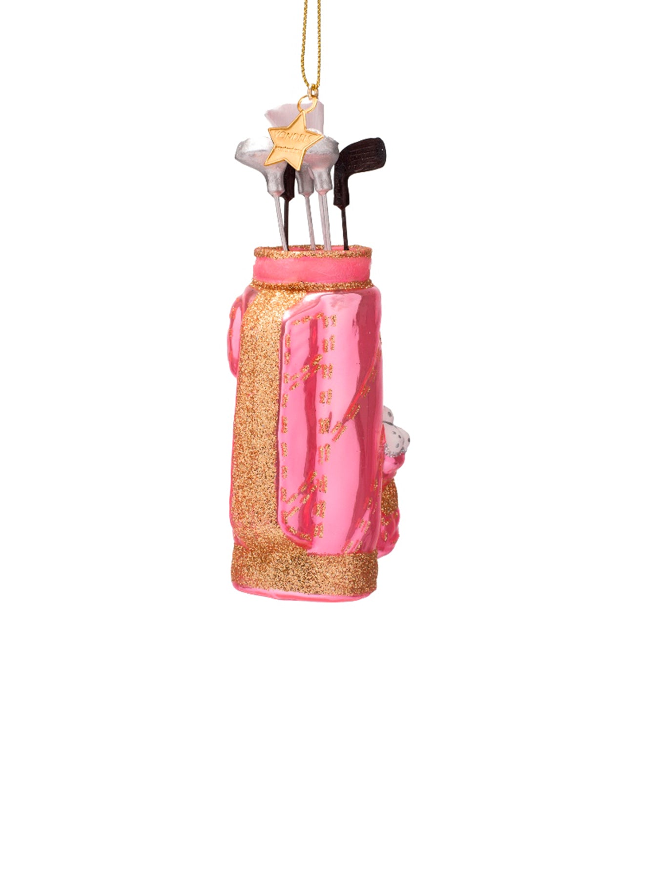 Pink Golf Bag Glass Christmas Hanging Decoration