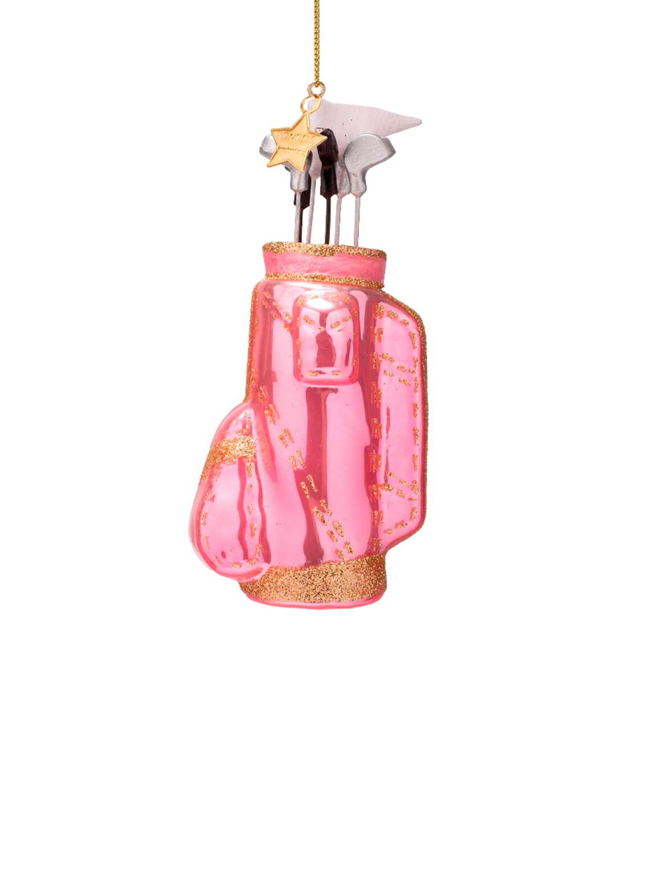 Pink Golf Bag Glass Christmas Hanging Decoration