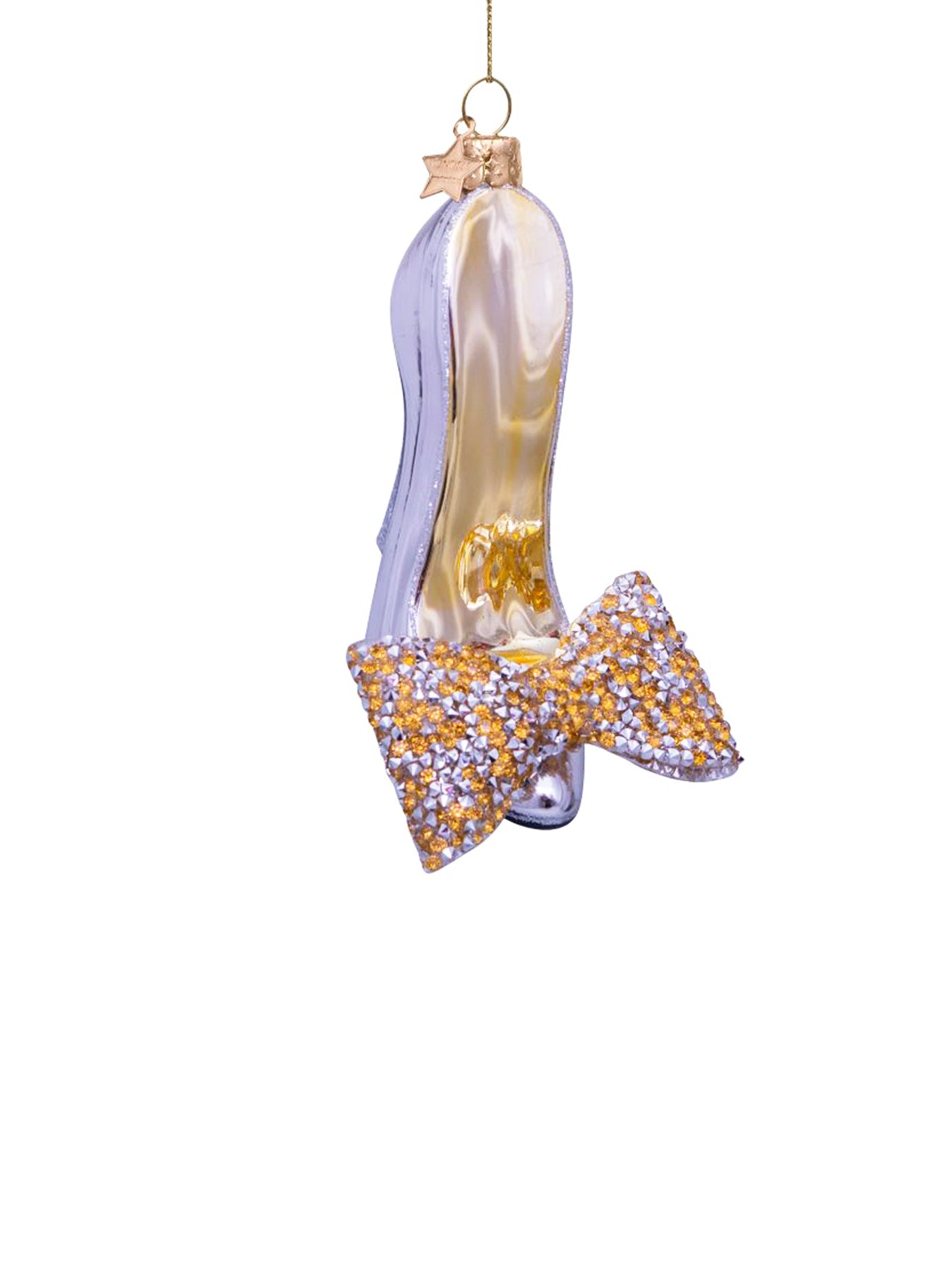 Silver High Heel Bow Glass Christmas Hanging Decoration