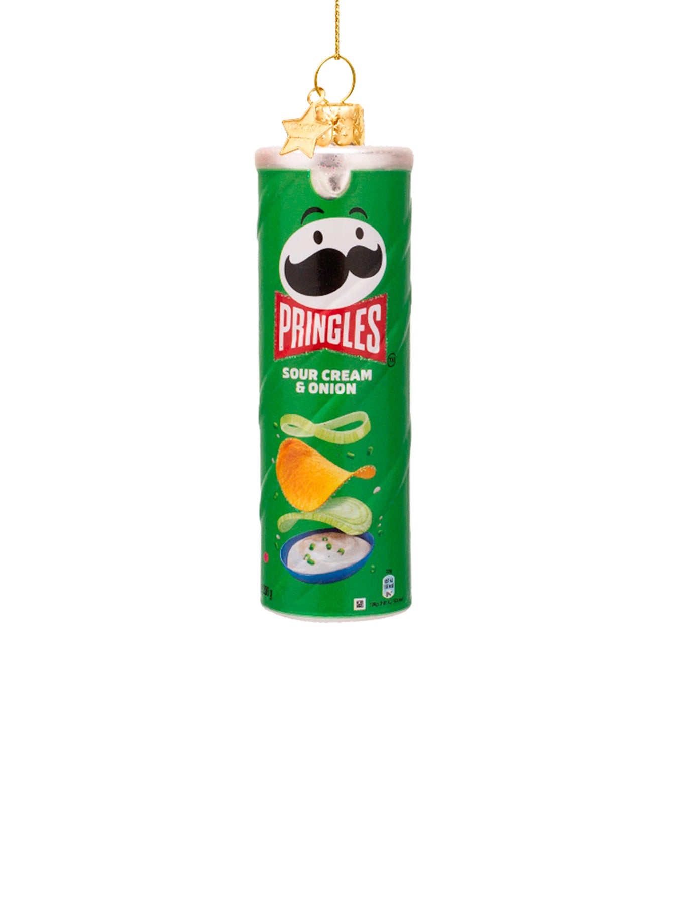 Green Pringles Glass Christmas Hanging Decoration