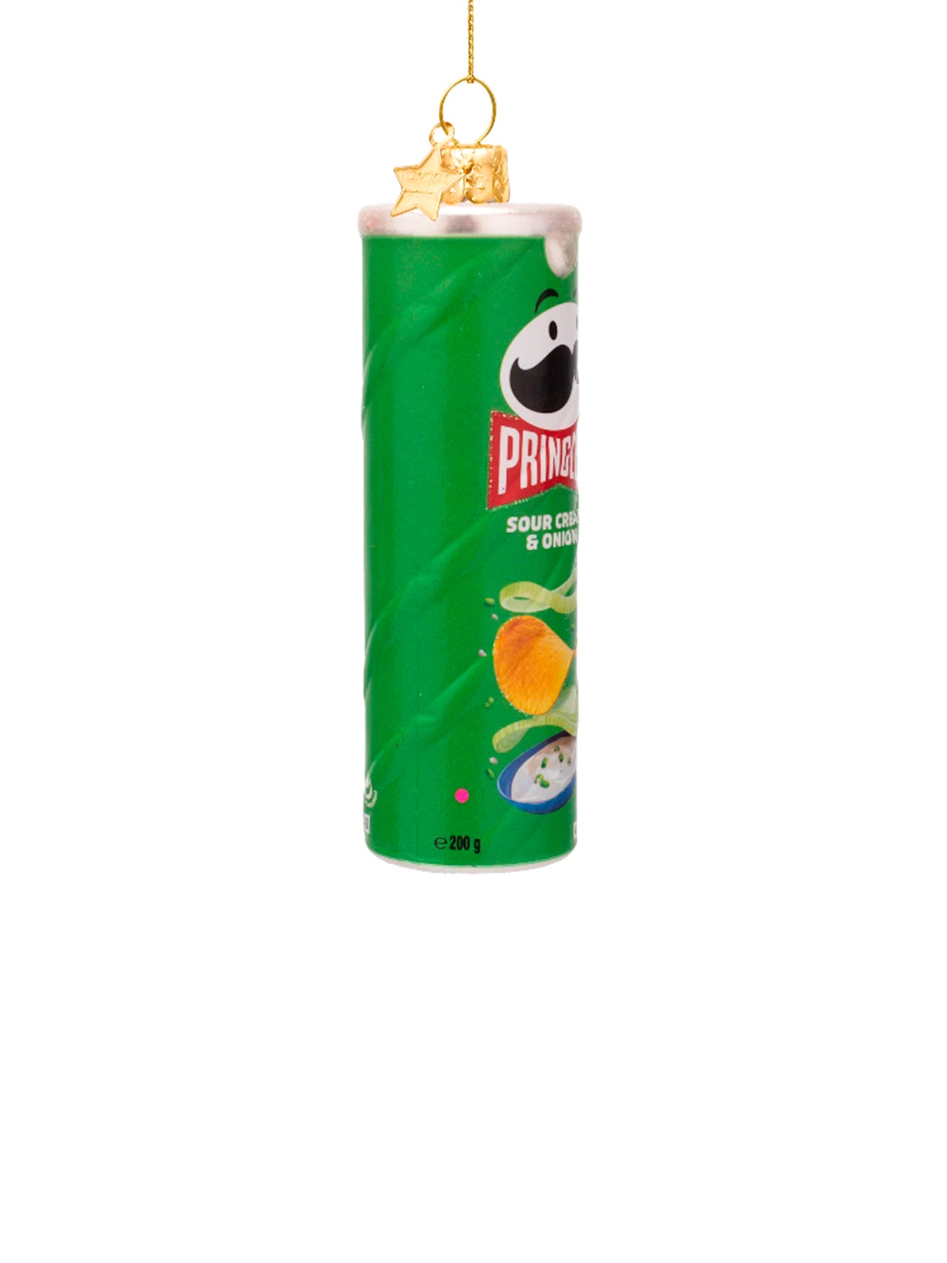 Green Pringles Glass Christmas Hanging Decoration