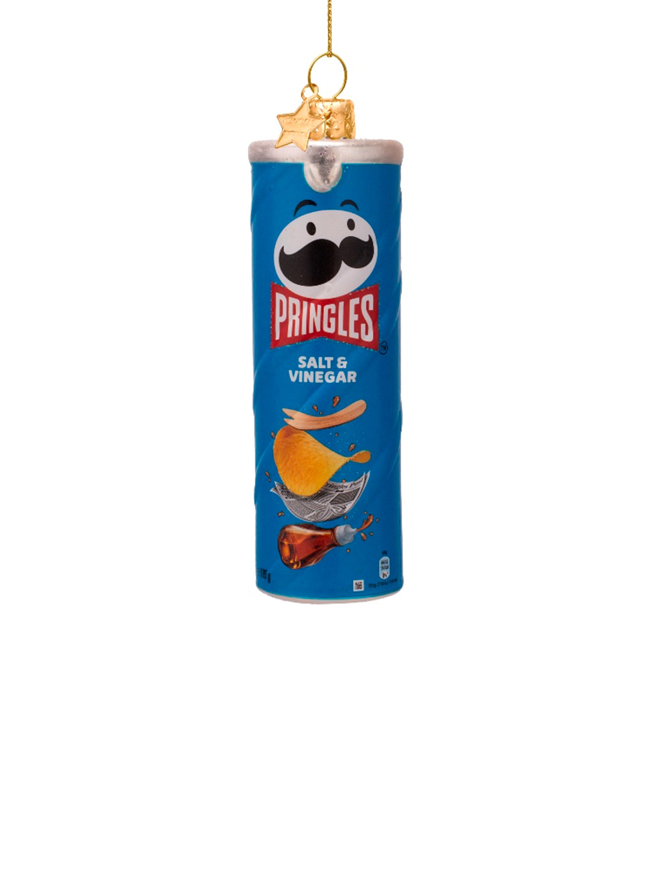 Blue Pringles Glass Christmas Hanging Decoration
