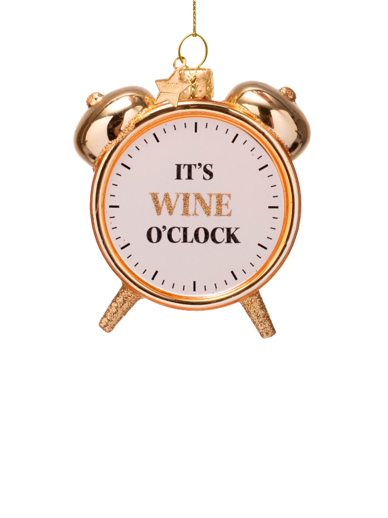 Shiny Gold Wine O'Clock Alarm Glass Christmas Hanging Decoration