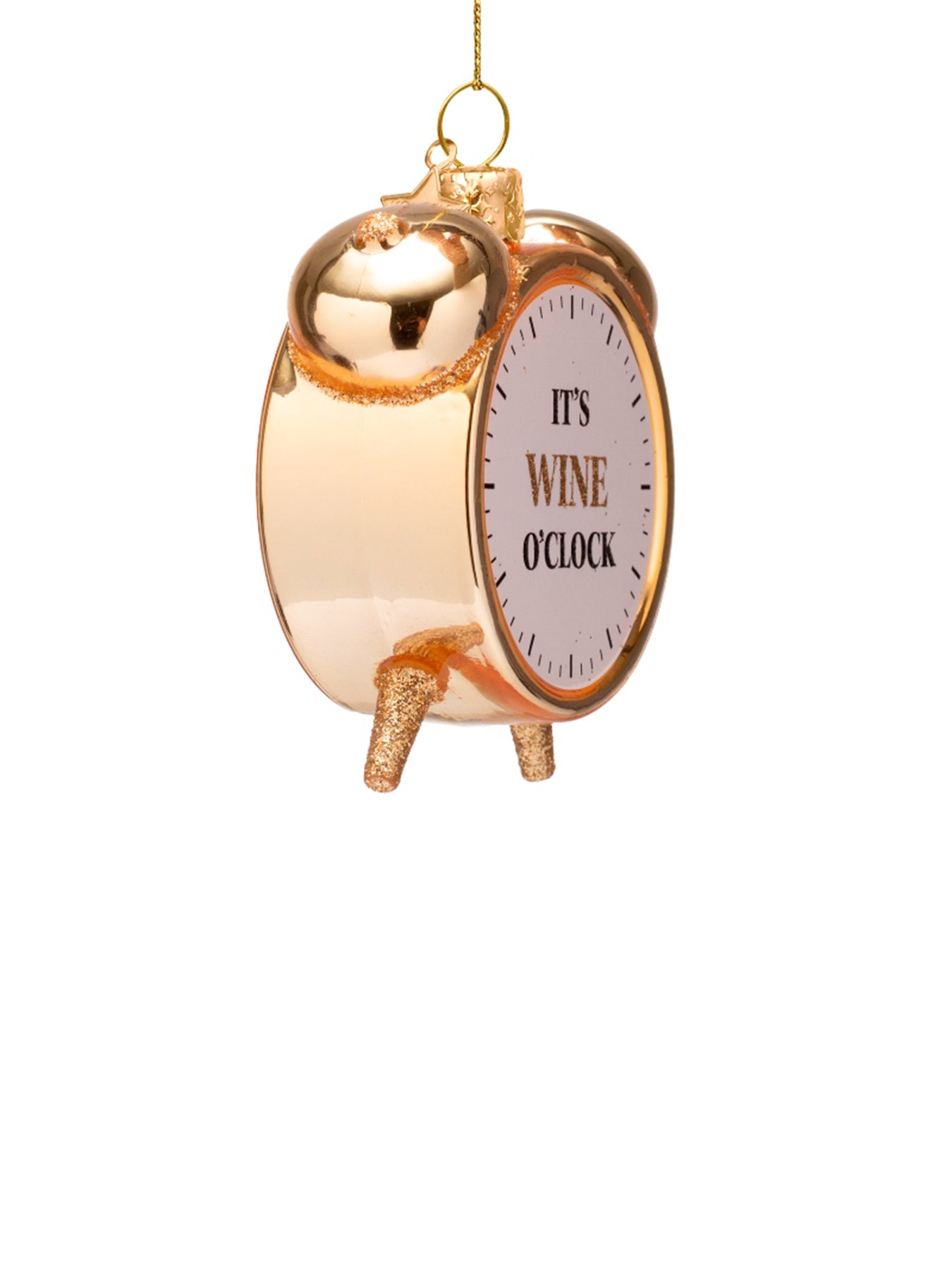 Shiny Gold Wine O'Clock Alarm Glass Christmas Hanging Decoration
