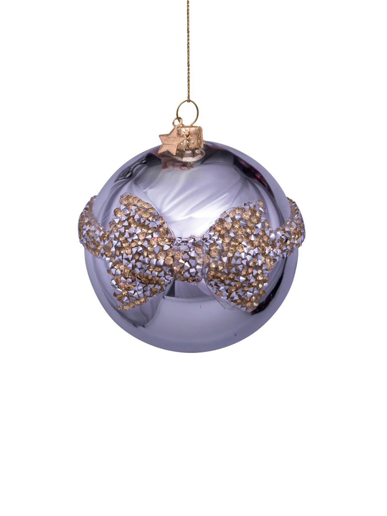 Silver Diamond Bow Glass Christmas Hanging Decoration