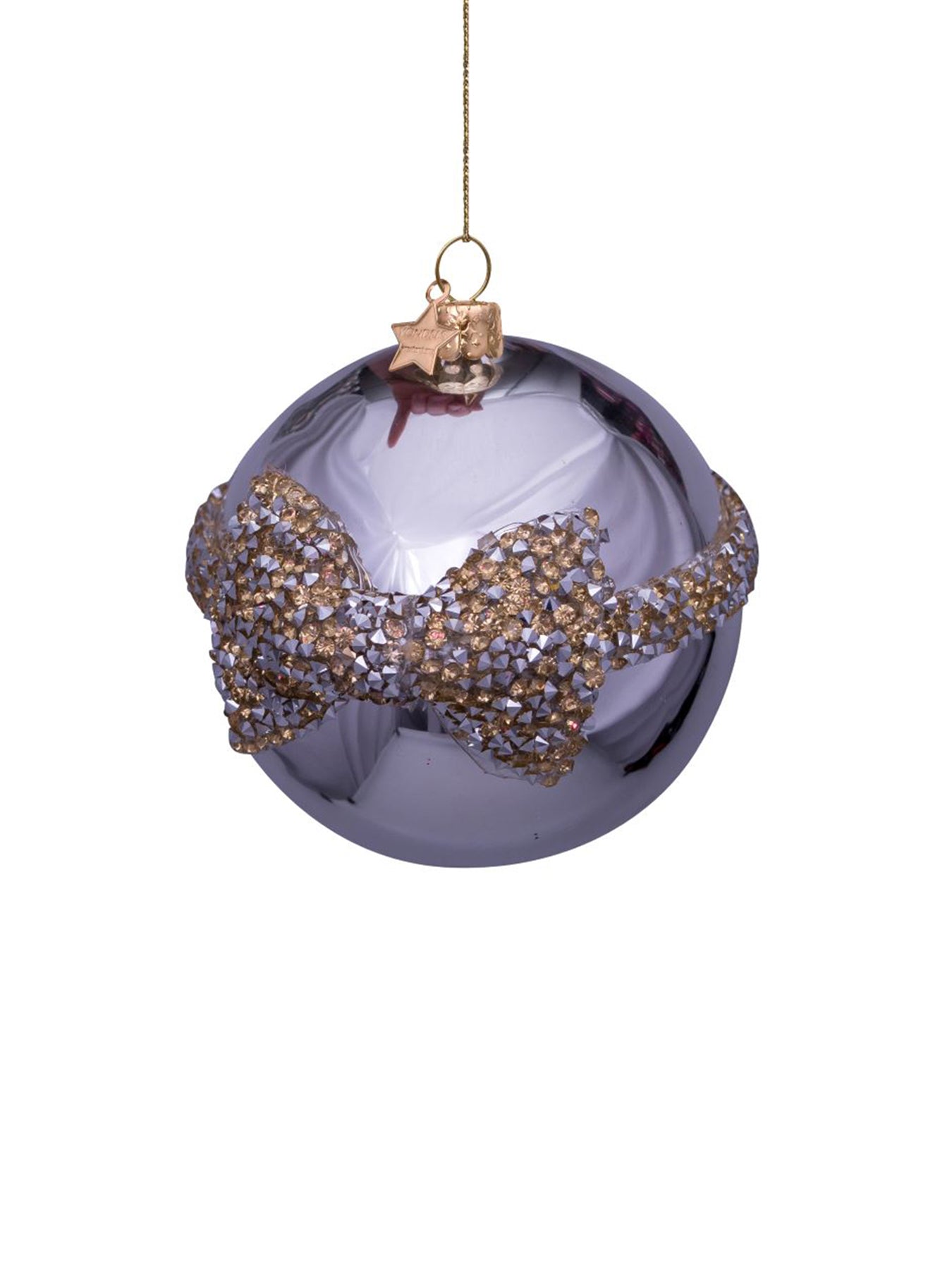 Silver Diamond Bow Glass Christmas Hanging Decoration