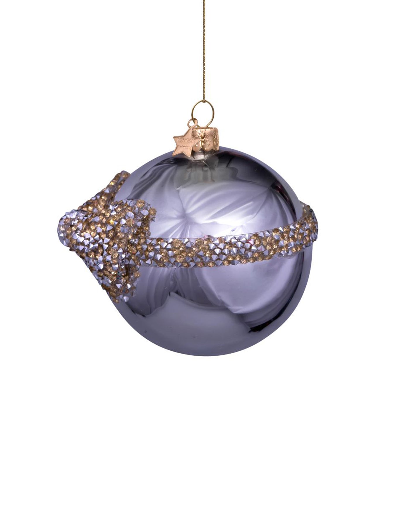 Silver Diamond Bow Glass Christmas Hanging Decoration