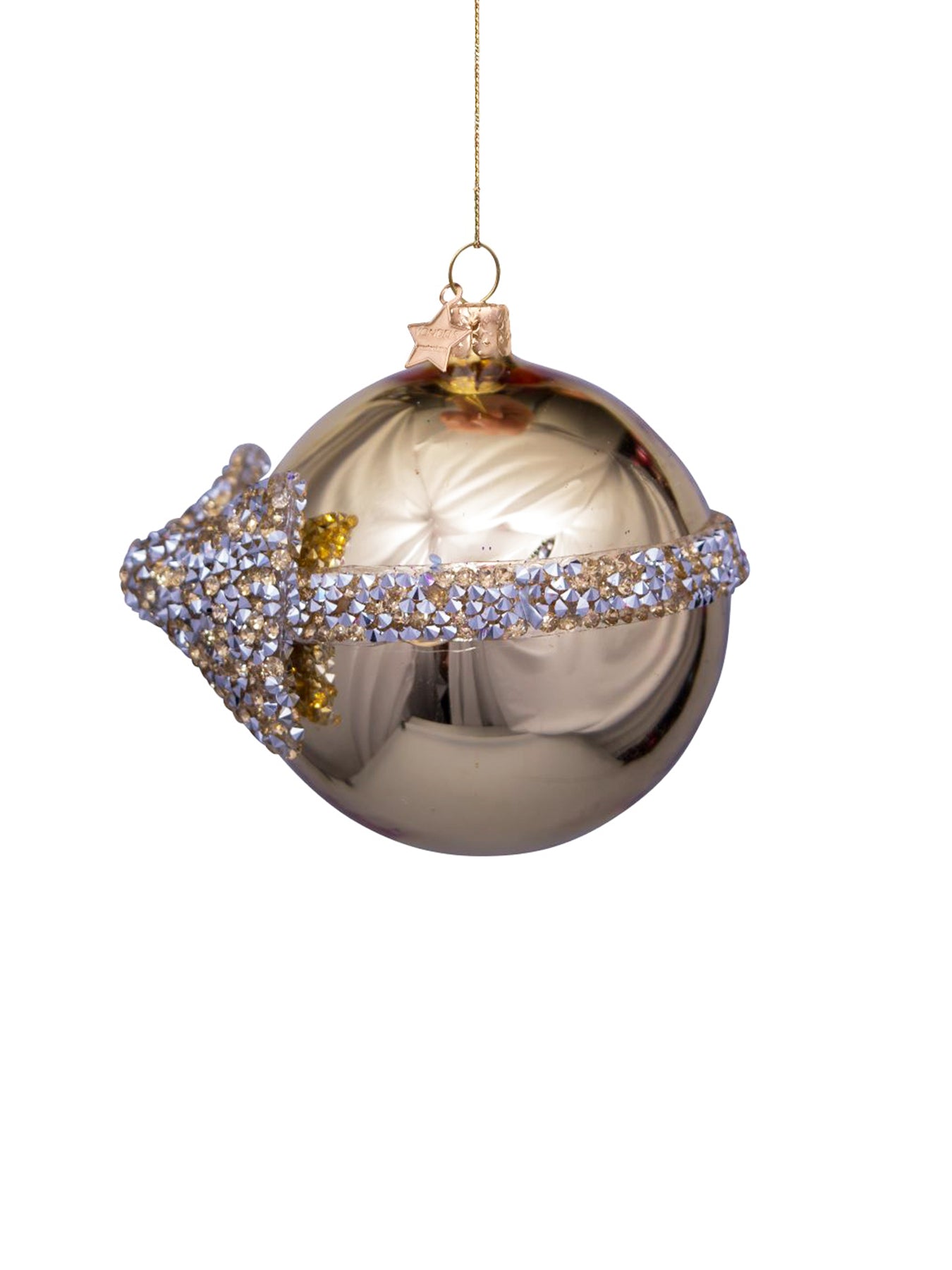 Diamond Bow Gold Glass Christmas Hanging Decoration