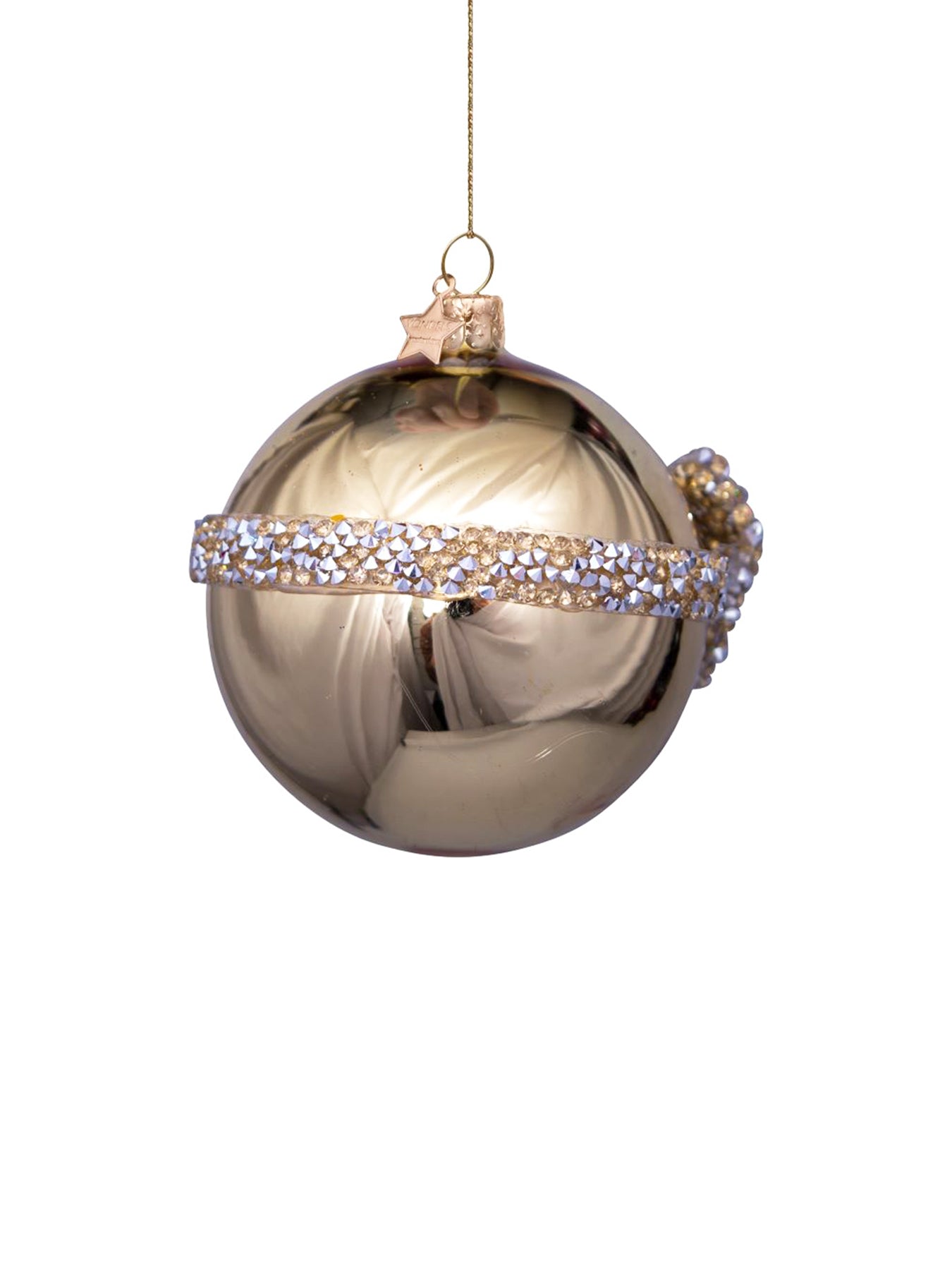 Diamond Bow Gold Glass Christmas Hanging Decoration