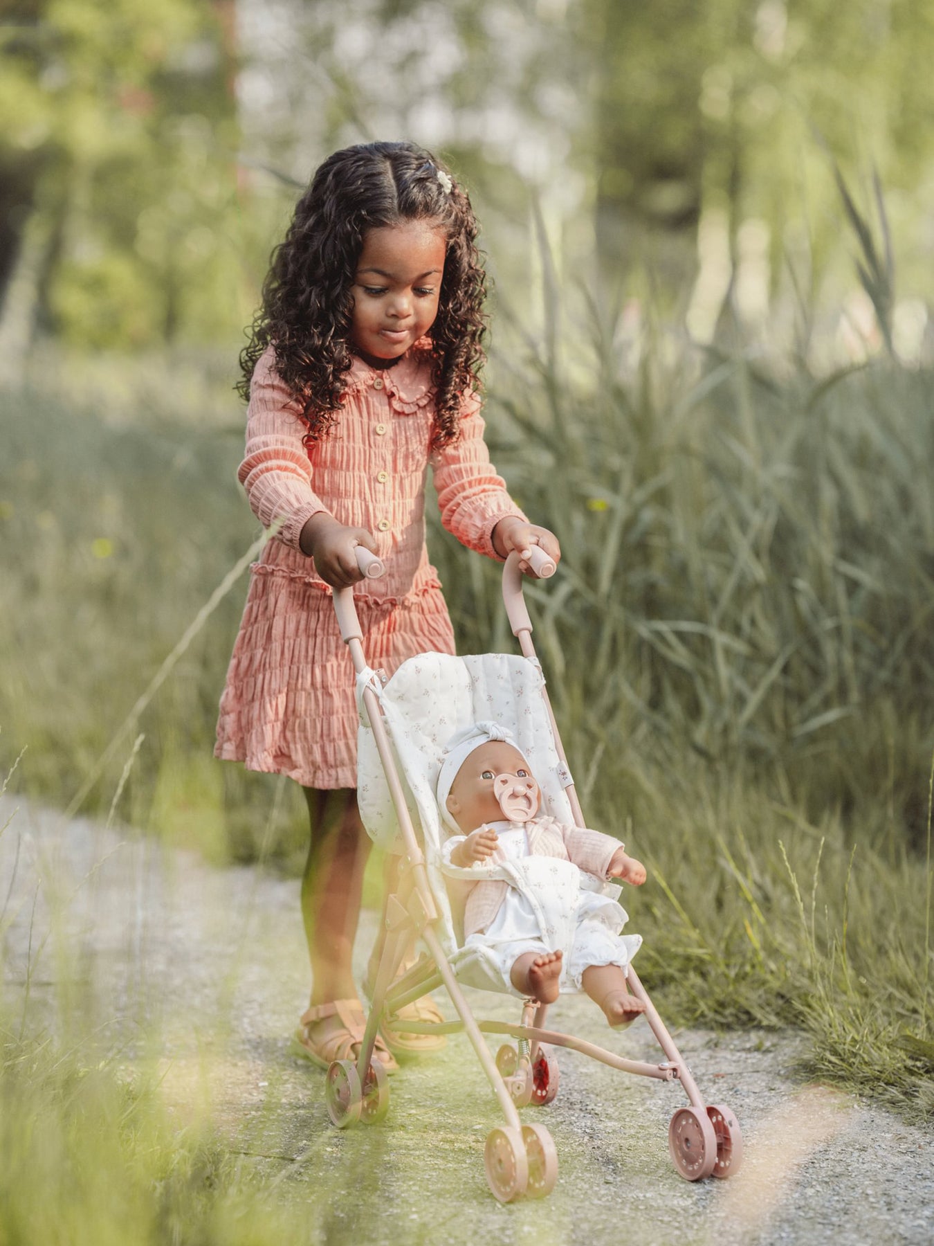 Pink Metal Doll Stroller