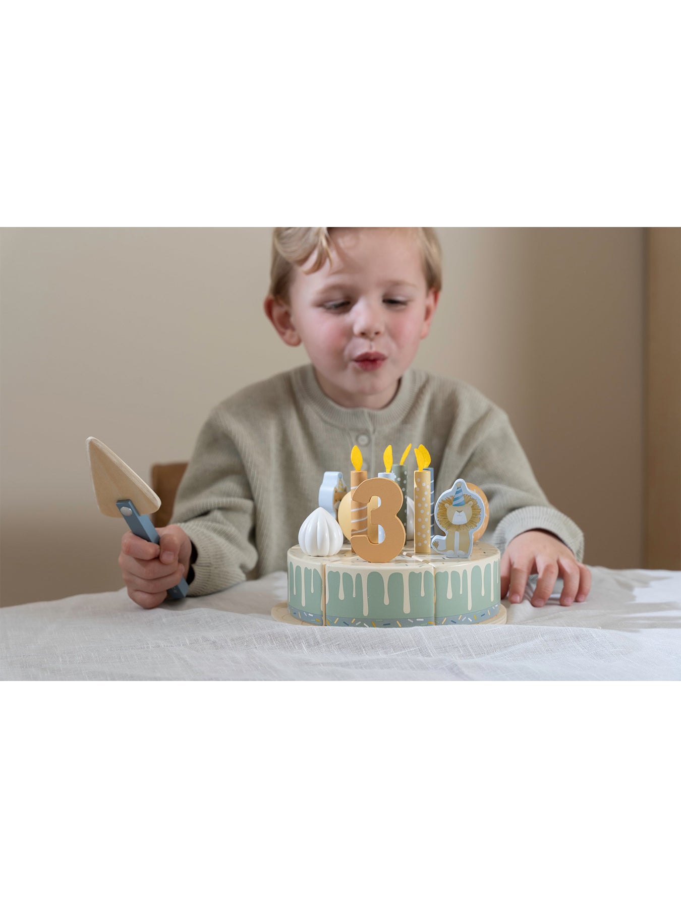 Wooden Birthday Cake Blue