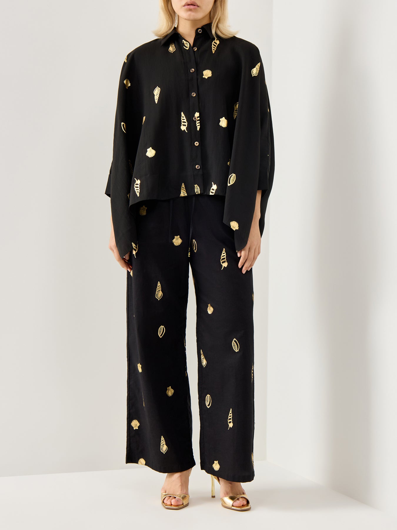 Black Shell Cape Shirt