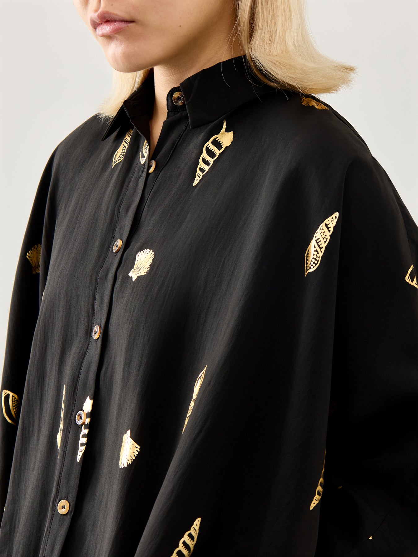 Black Shell Cape Shirt