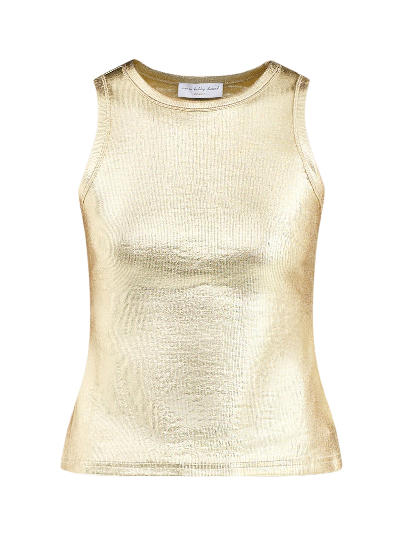 Metallic Cotton-Blend Tank Top Gold