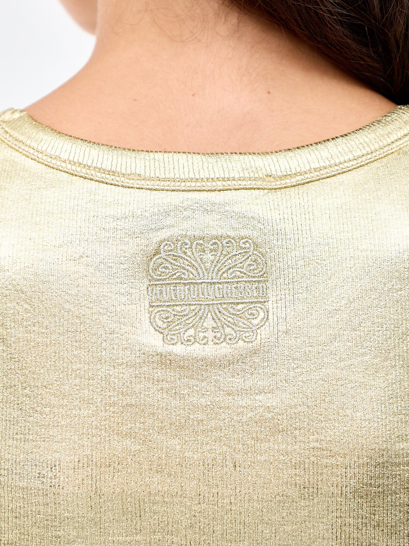 Metallic Cotton-Blend Tank Top Gold