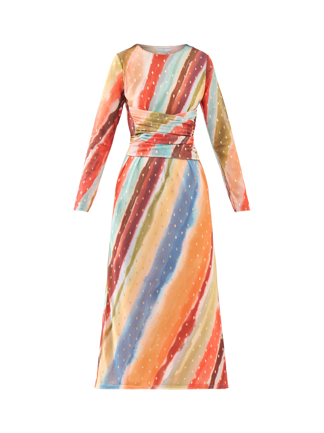 Sunset Stripe Mesh Midi Dress