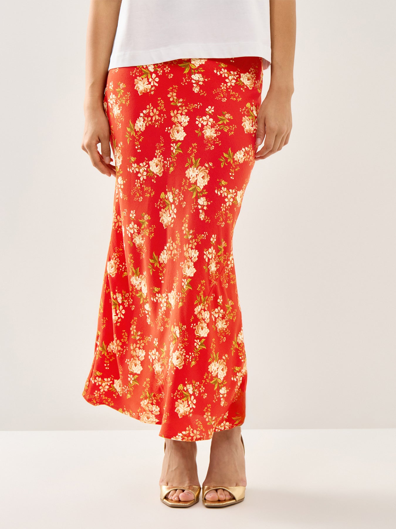 Red Floral Dorris Skirt Red