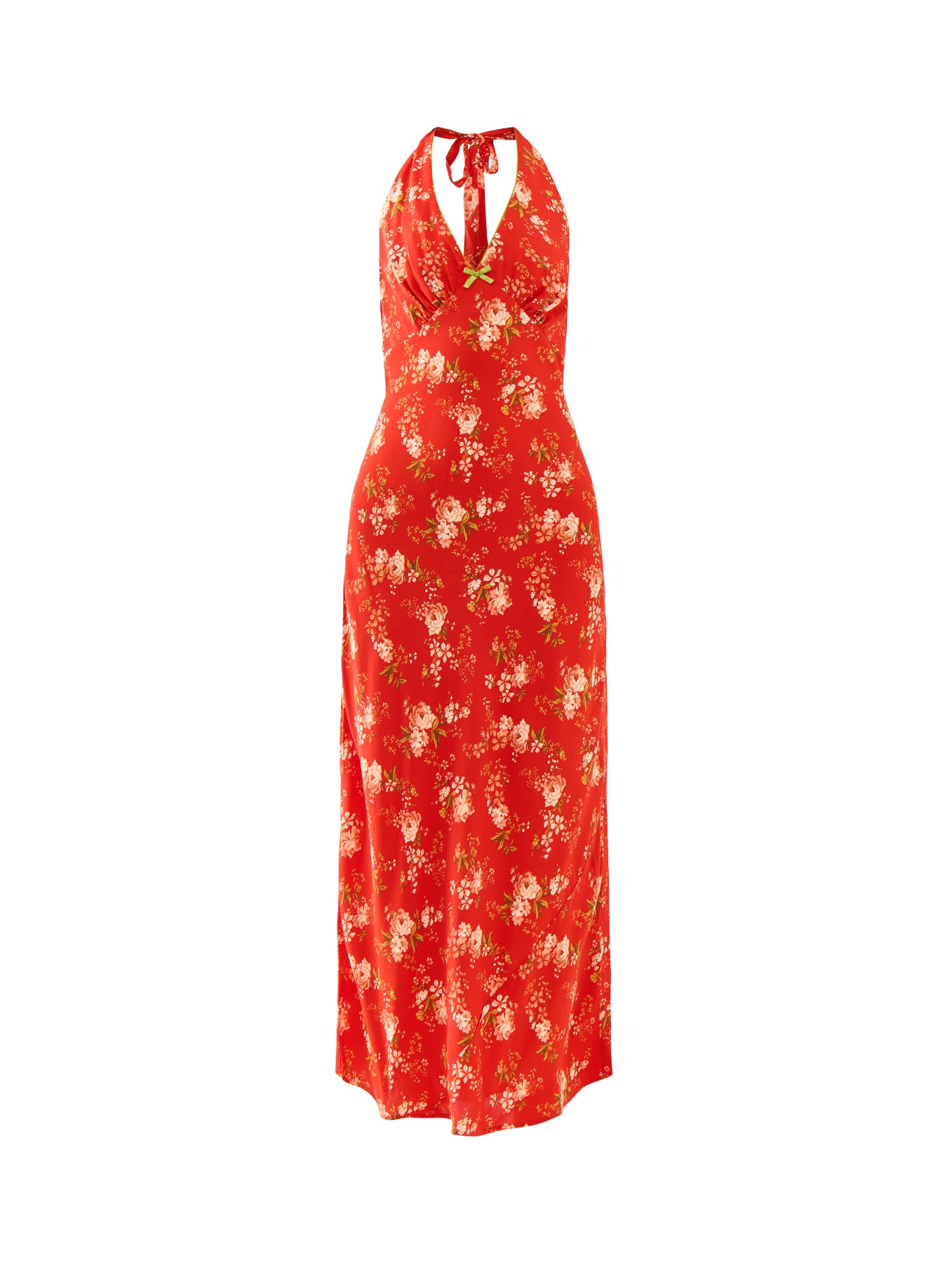 Red Floral Halter Dress