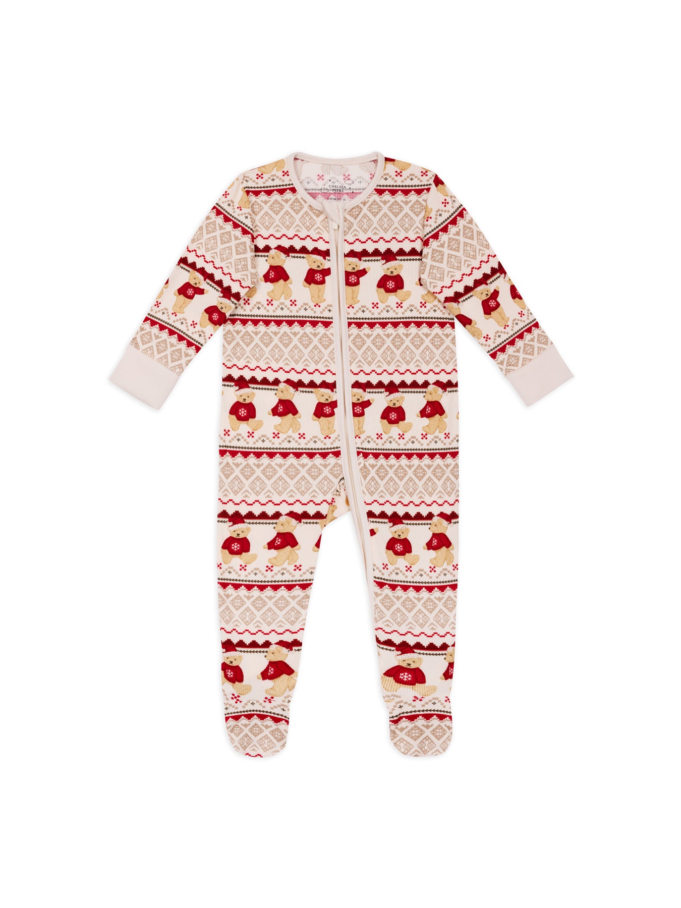 Baby Rib Zip Sleepsuit Cream