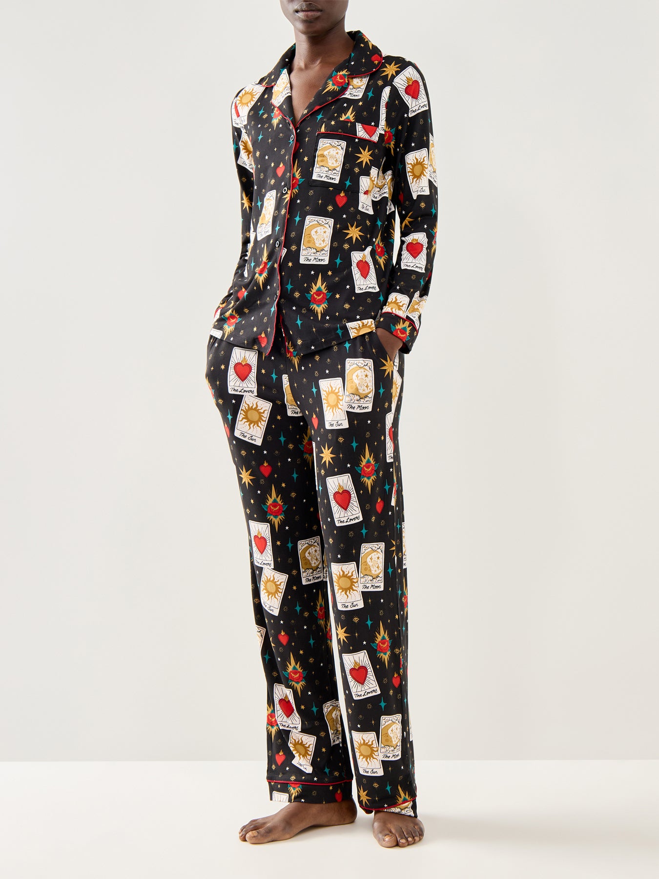 Mystical Tarot Card Pyjama Set Black Black