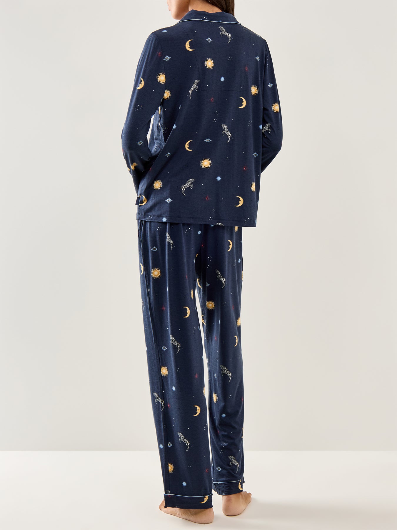 Celestial Zebra Long Pyjama Set Navy