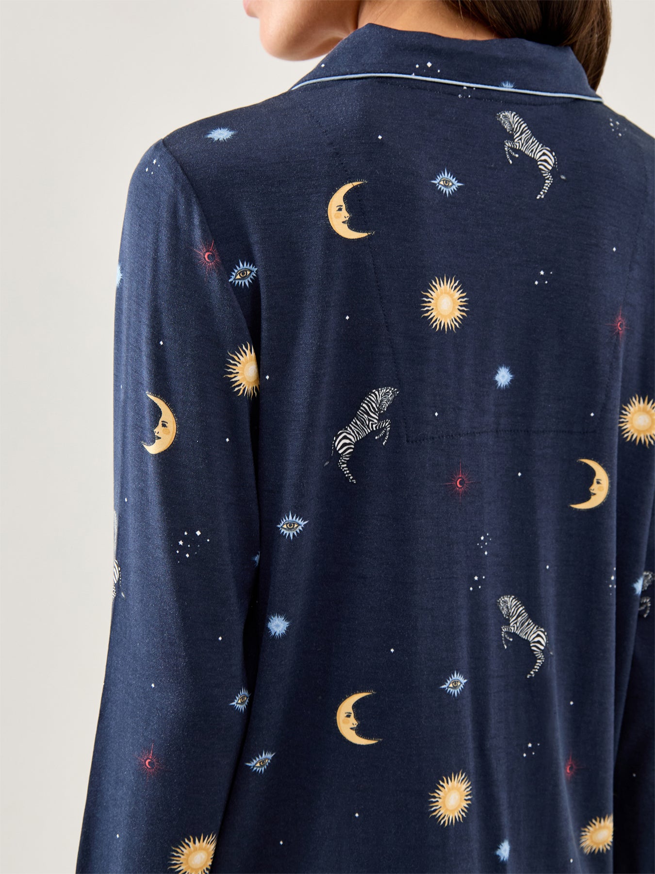 Celestial Zebra Long Pyjama Set Navy