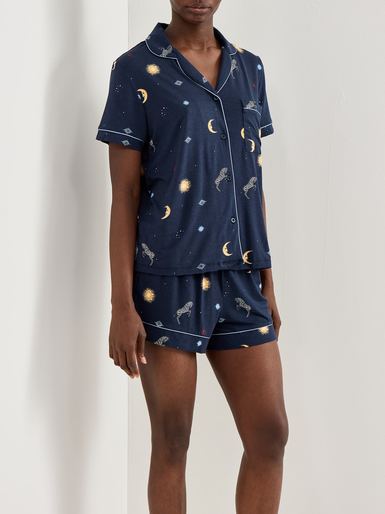 Celestial Zebra Pyjama Set Navy